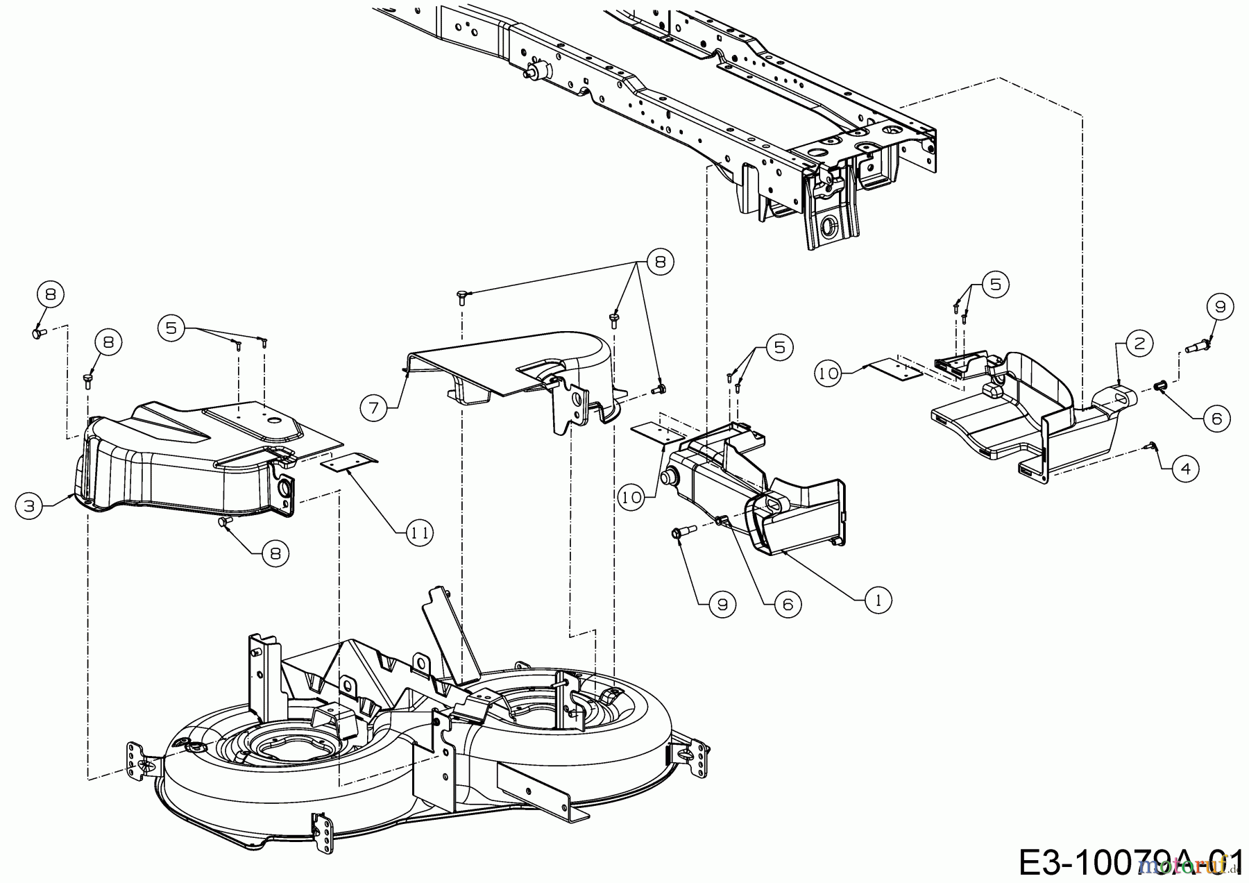 Cub Cadet Rasentraktoren XT 3 QR 95 13AFA5CB603 (2017) Abdeckungen Mähwerk R