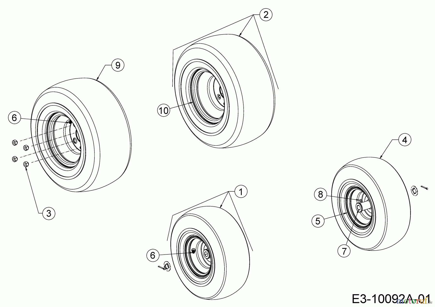 Cub Cadet Rasentraktoren XT 3 QR 95 13AFA5CB603 (2017) Räder 15x6 + 18x8,5