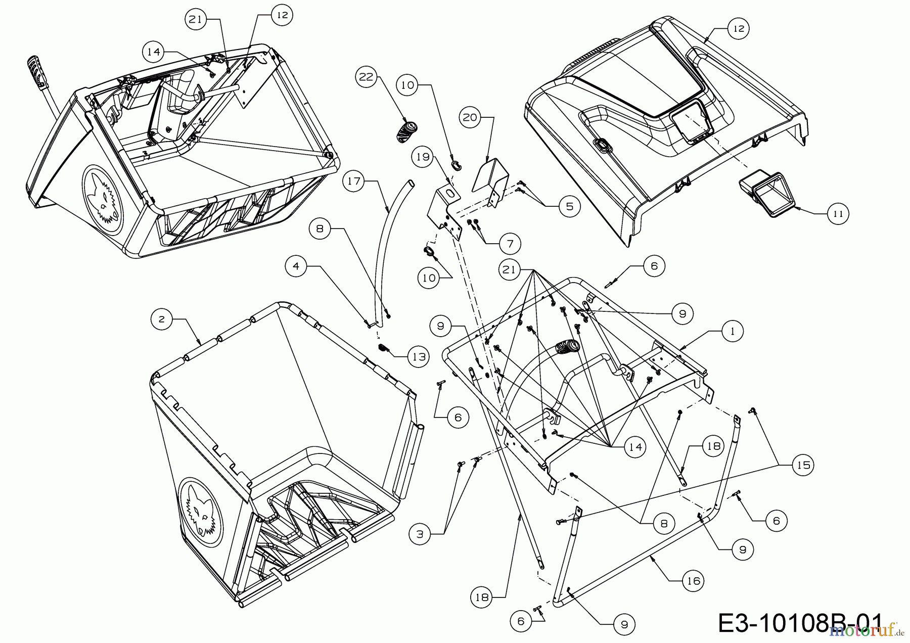  WOLF-Garten Expert Rasentraktoren 95.165 H 13CDA1VB650  (2018) Grasfangeinrichtung