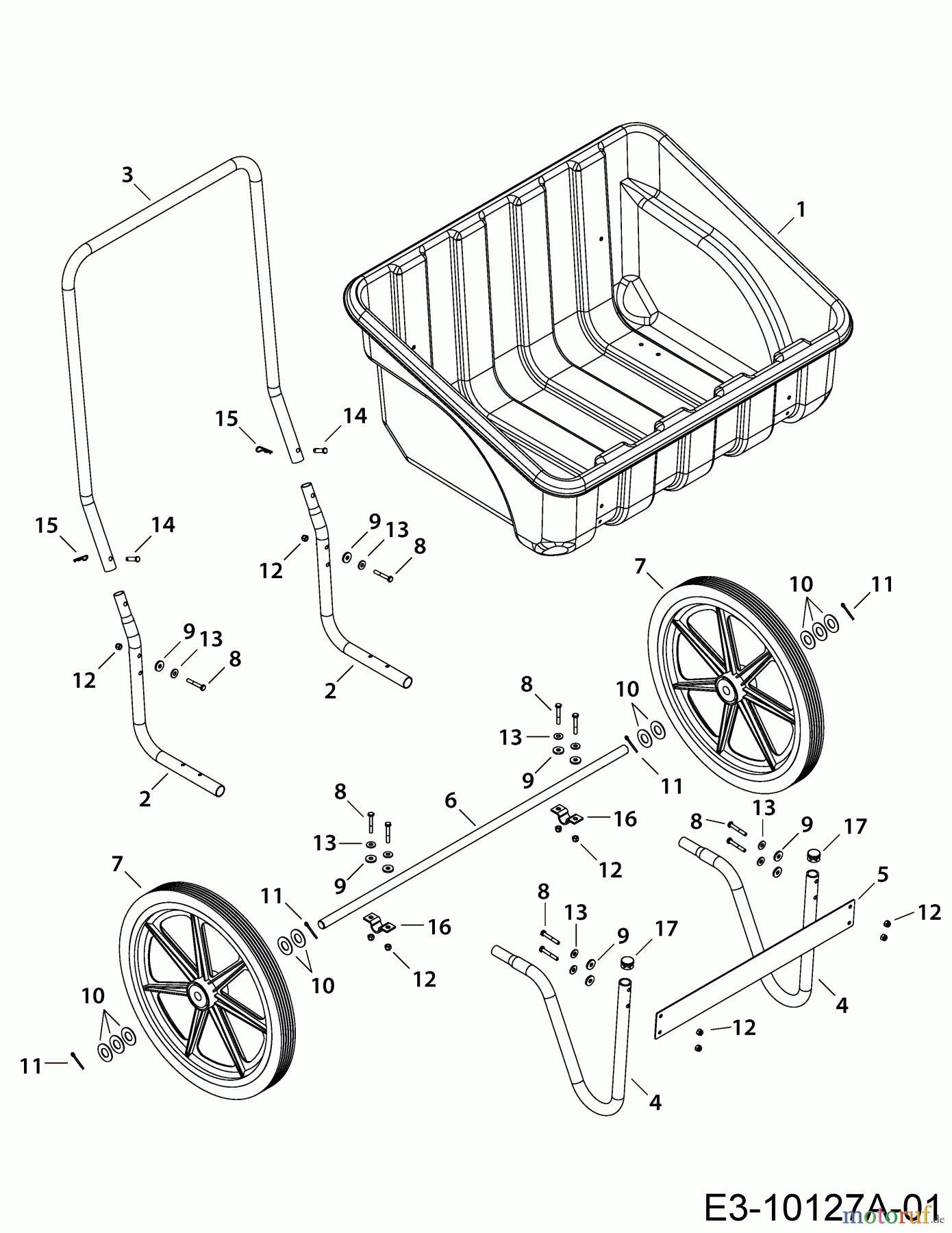 MTD Zubehör Zubehör handgeführte Geräte Gartenwagen / Schubkarren 45-0528 (196-070-000) 196-070-000 (2017) Grundgerät