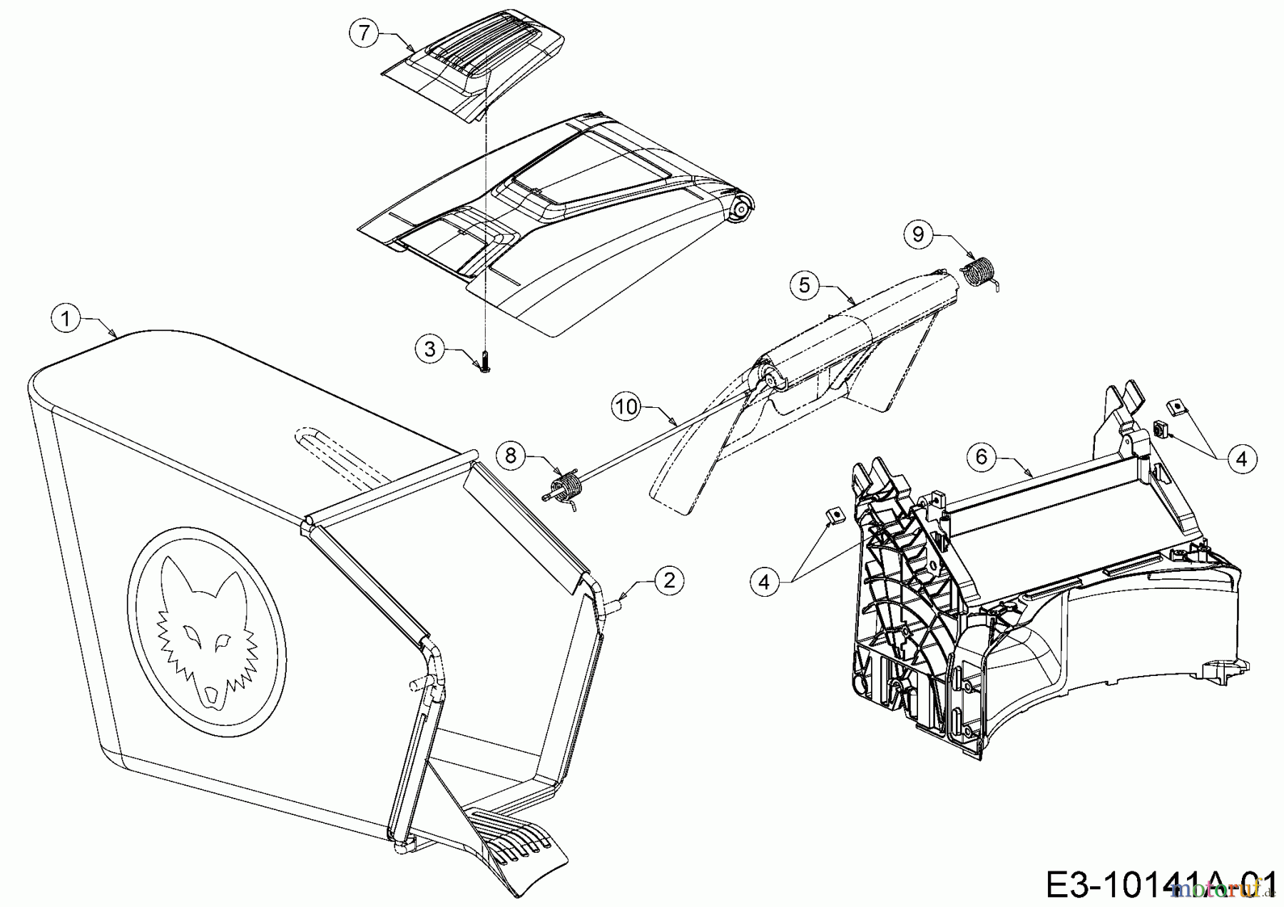 WOLF-Garten Expert Motormäher Expert 420 11B-LUSC650 (2017) Grasfangsack, Heckklappe, Leitstück hinten
