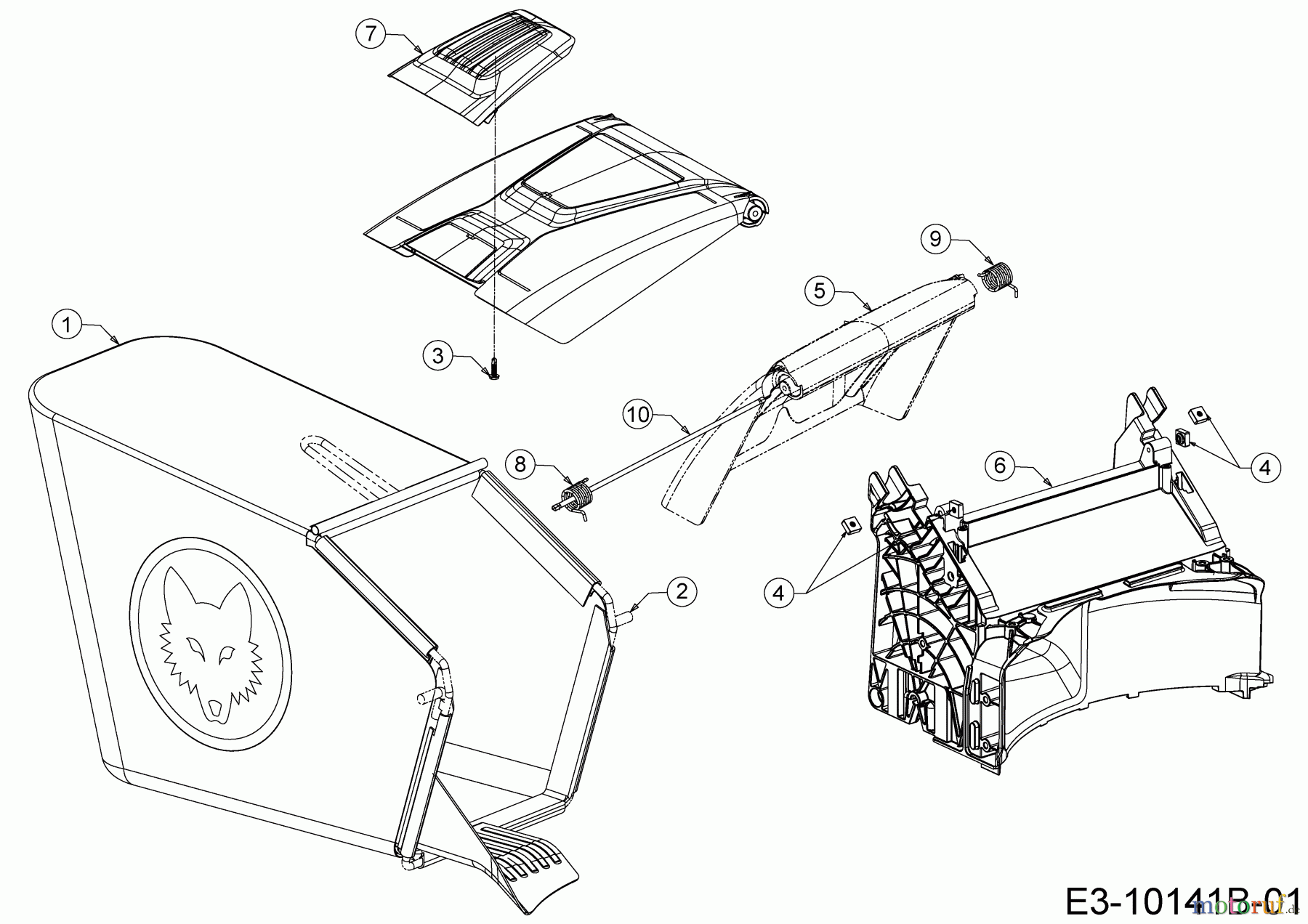 WOLF-Garten Expert Motormäher Expert 420 11B-LUSC650 (2018) Grasfangsack, Heckklappe, Leitstück hinten