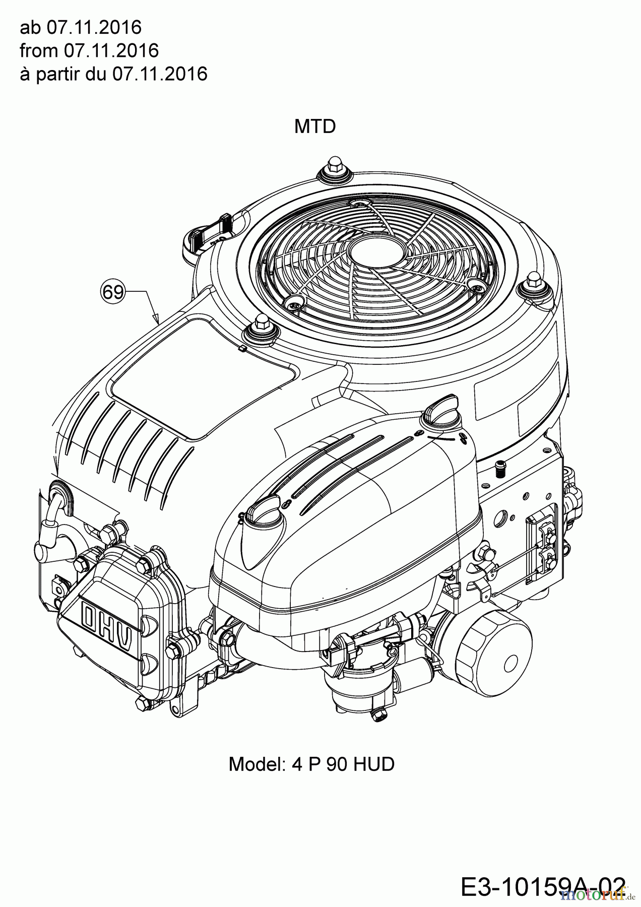 MTD Rasentraktoren MTD 76 13H2765C600 (2017) Motor MTD ab 07.11.2016