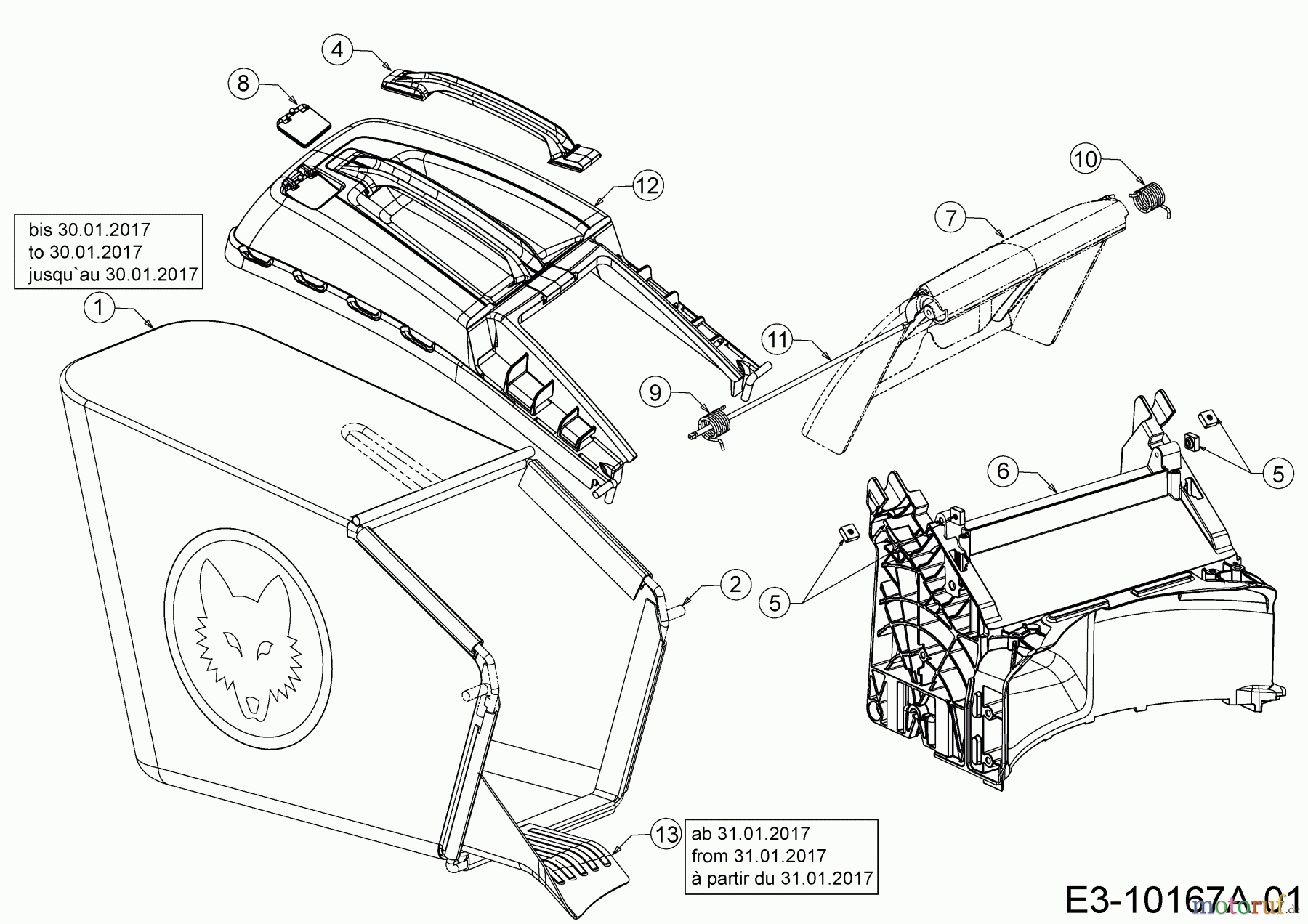 Wolf-Garten Motormäher mit Antrieb A 420 AVHW 12AQLV5B650 (2018) Grasfangsack, Heckklappe, Leitstück hinten