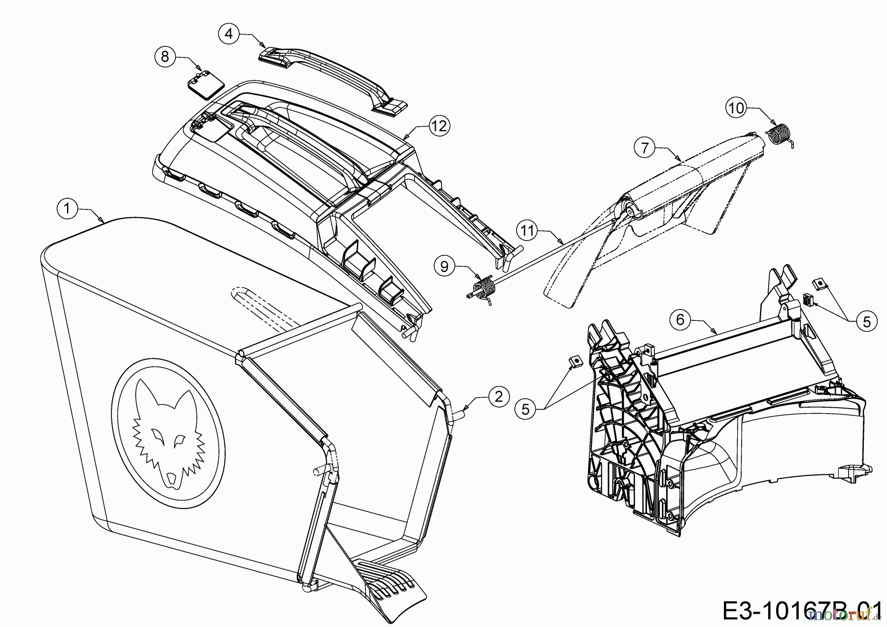 Wolf-Garten Motormäher mit Antrieb WA 46 A 12A-TO5B650 (2018) Grasfangsack, Heckklappe, Leitstück hinten