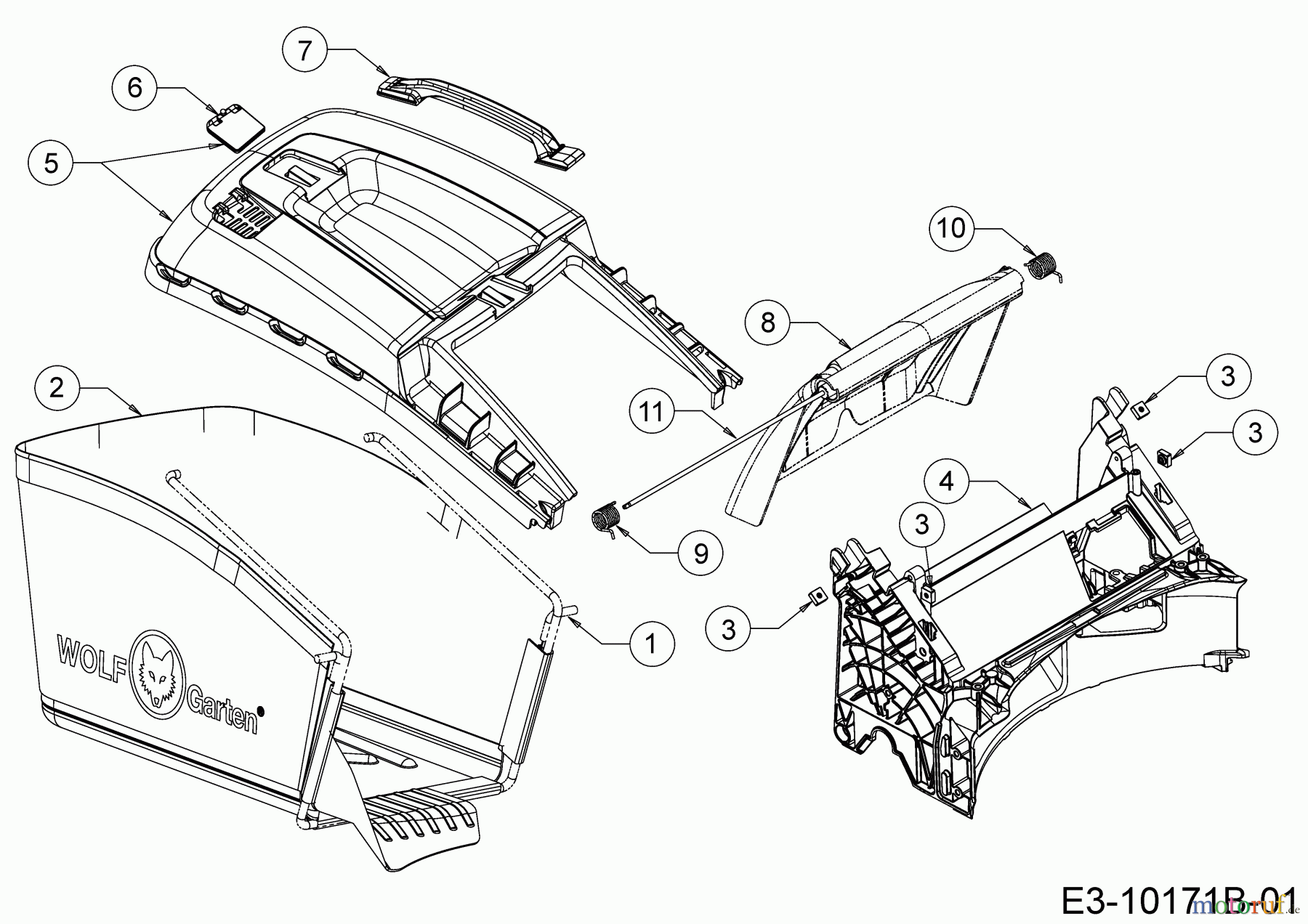Wolf-Garten Motormäher mit Antrieb WA 53 AHW 12A-PV5L650 (2018) Grasfangsack, Heckklappe, Leitstück hinten