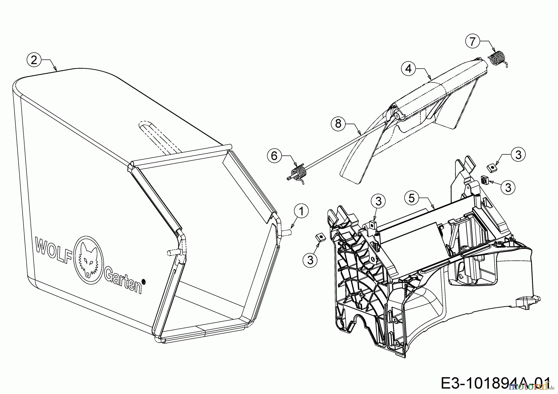 Wolf-Garten Motormäher mit Antrieb S 4600 B 12A-TR5L650 (2017) Grasfangsack, Heckklappe, Leitstück hinten