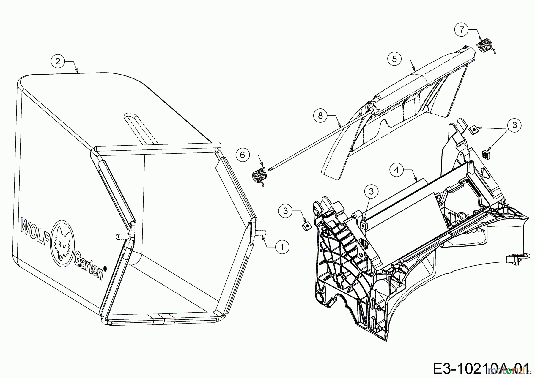  Wolf-Garten Motormäher mit Antrieb S 5300 B 12A-PR5L650  (2017) Grasfangsack, Heckklappe, Leitstück hinten