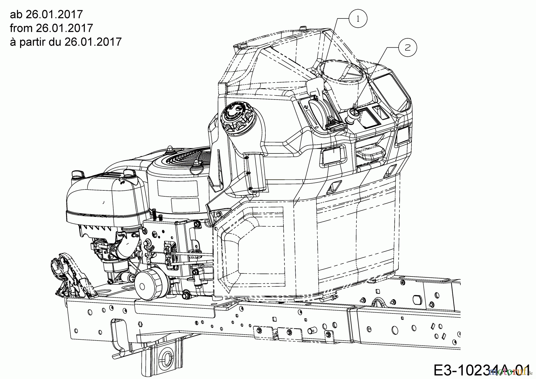  Cub Cadet Rasentraktoren XT1 OR95 13A8A1CB330  (2018) Choke- und Gaszug ab 26.01.2017