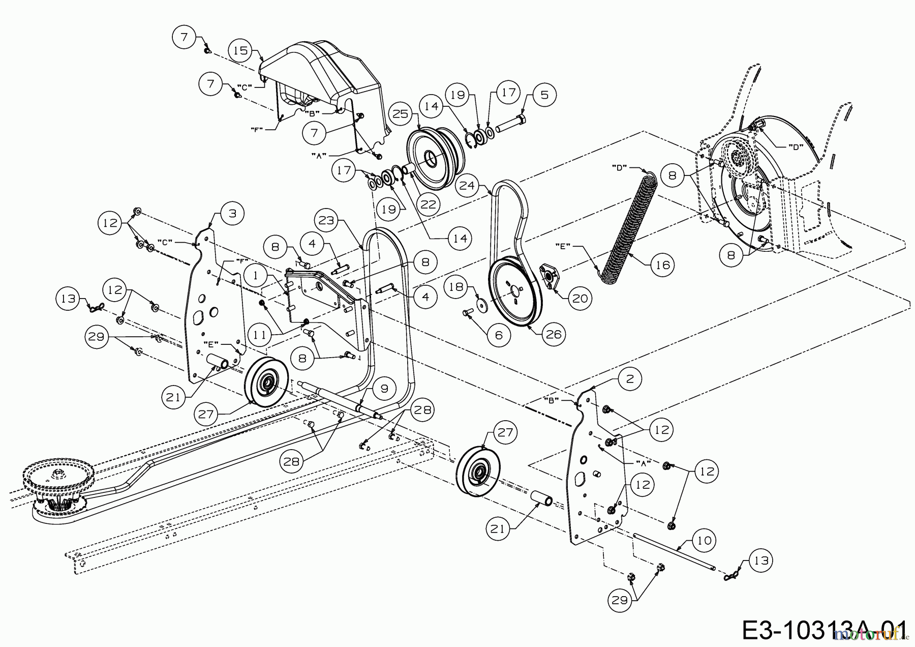 MTD Zubehör Zubehör Garten- und Rasentraktoren Schneefräsen für A Serie (NX 15) Seitenauswurf 19A40024100 (2017) Fräsantrieb