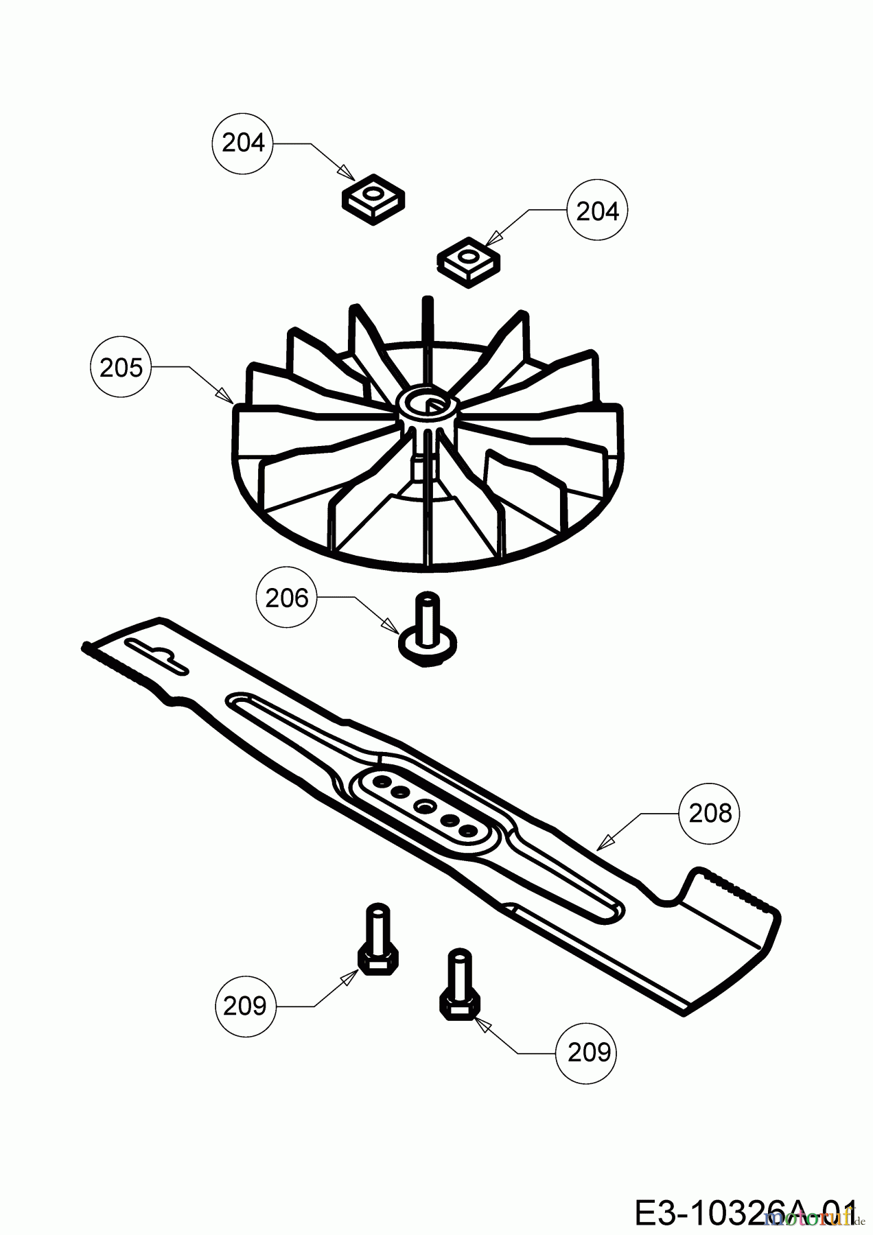 WOLF-Garten Expert Elektromäher Expert 37 E 18CWG1H-C50  (2018) Messer, Messeraufnahme