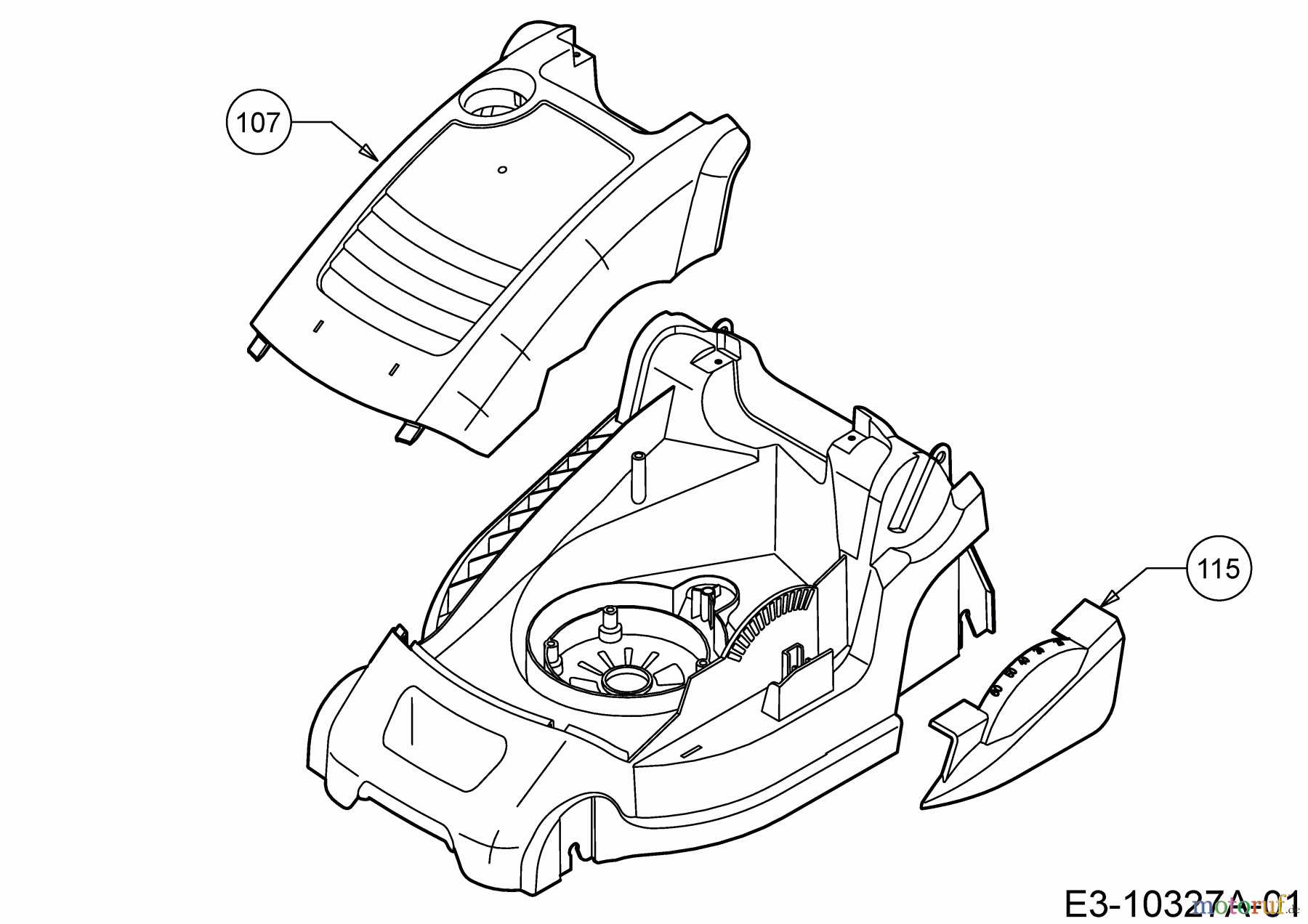 WOLF-Garten Expert Elektromäher Expert 37 E 18BWG1H-C50 (2013) Abdeckung seitlich, Motorhaube