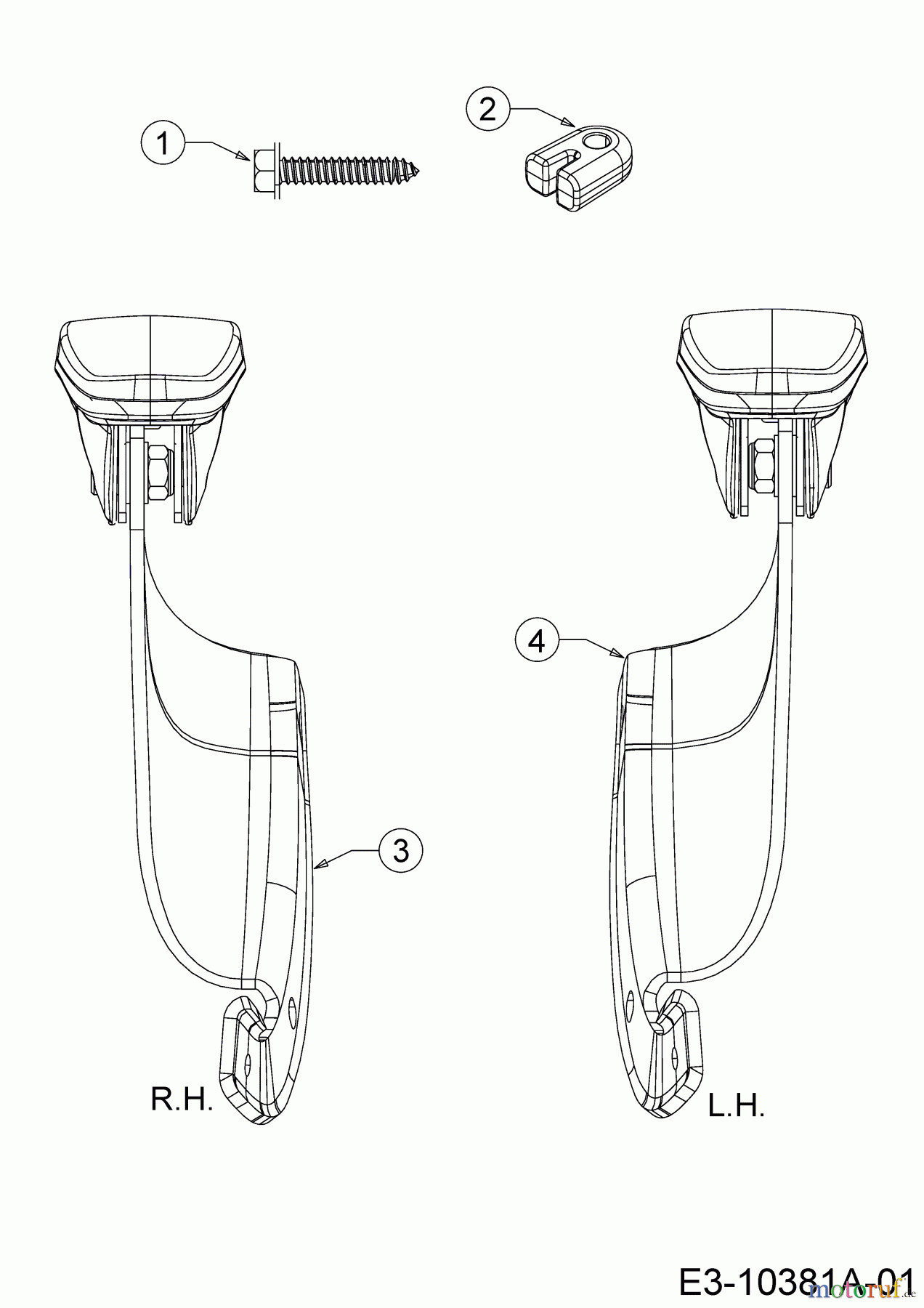 MTD Zubehör Zubehör Garten- und Rasentraktoren Armlehnen für Sitze für A Serie (NX-15) Cub Cadet 196-564-603 (2018) Armlehnen Cub Cadet