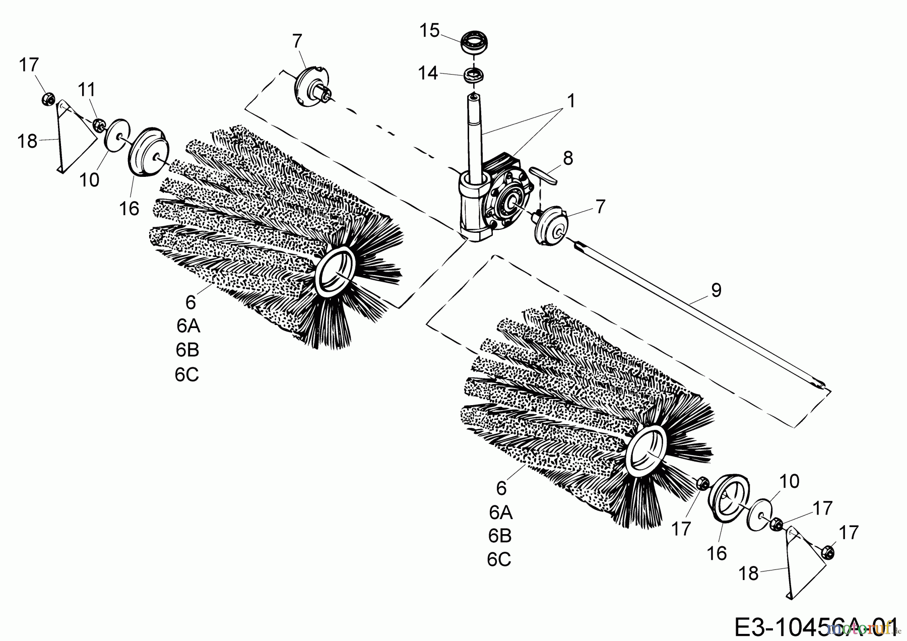 MTD Zubehör Zubehör Garten- und Rasentraktoren Frontkehrmaschine TK 520 196-603-000 (2018) Getriebe, Kehrwalze