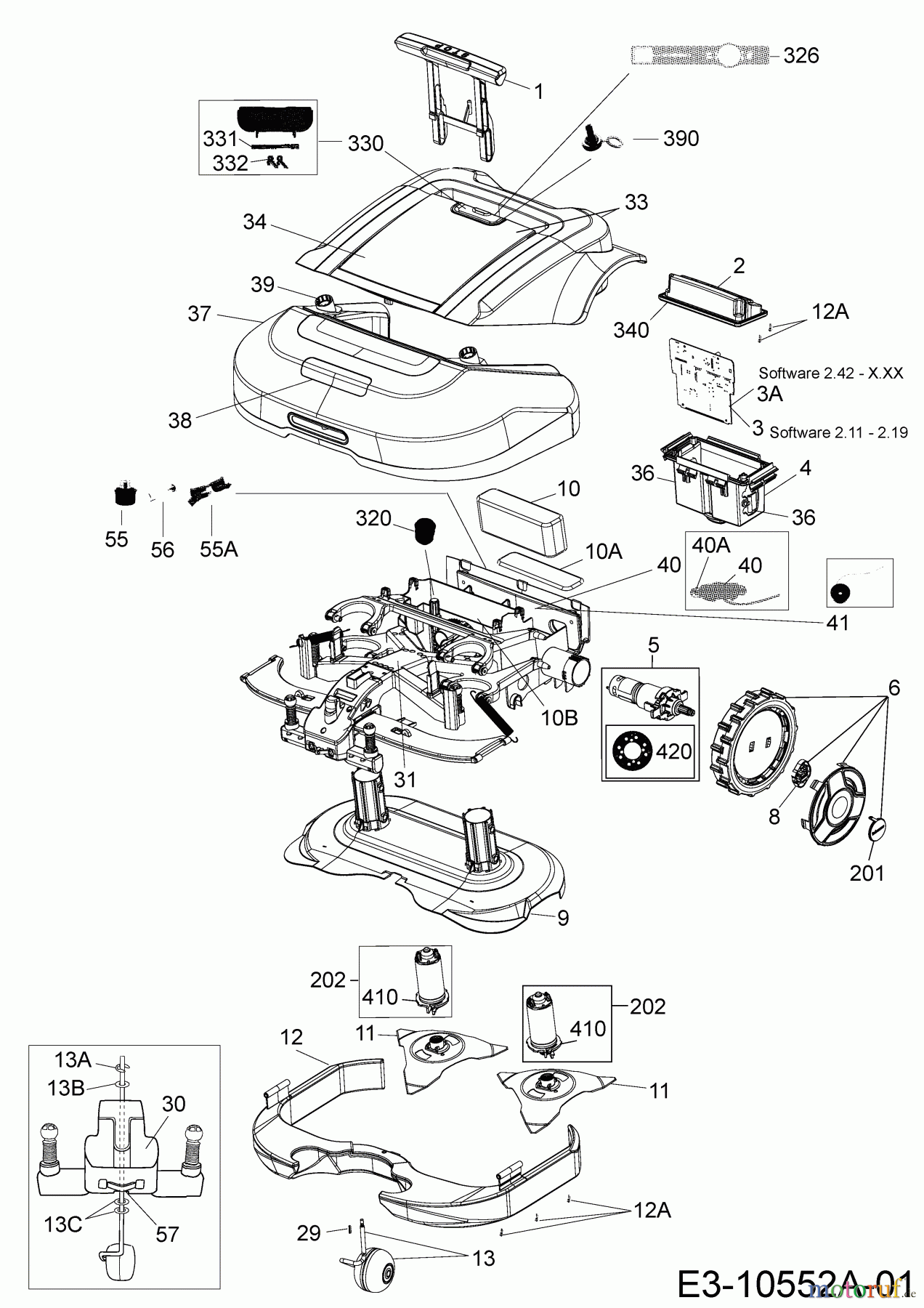 Robomow Mähroboter RS630 USA PRD6000 (2013) Elektromotore, Gehäuse, Messer, Räder