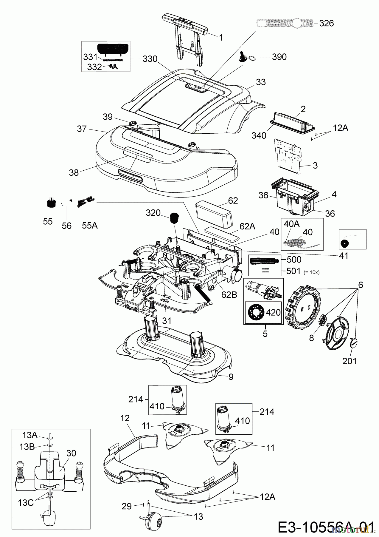 Robomow Mähroboter MS 1800 PRD6200Y (2014) Elektromotore, Gehäuse, Messer, Räder