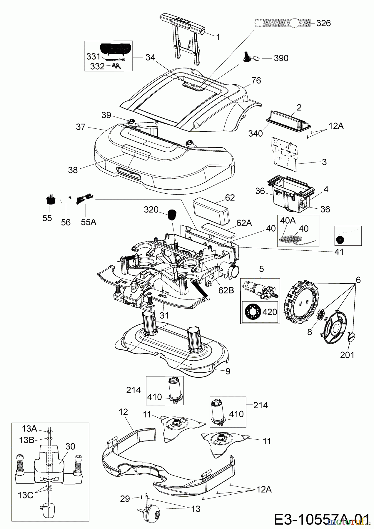 Robomow Mähroboter MS 1800 (White) PRD6200YW (2014) Elektromotore, Gehäuse, Messer, Räder