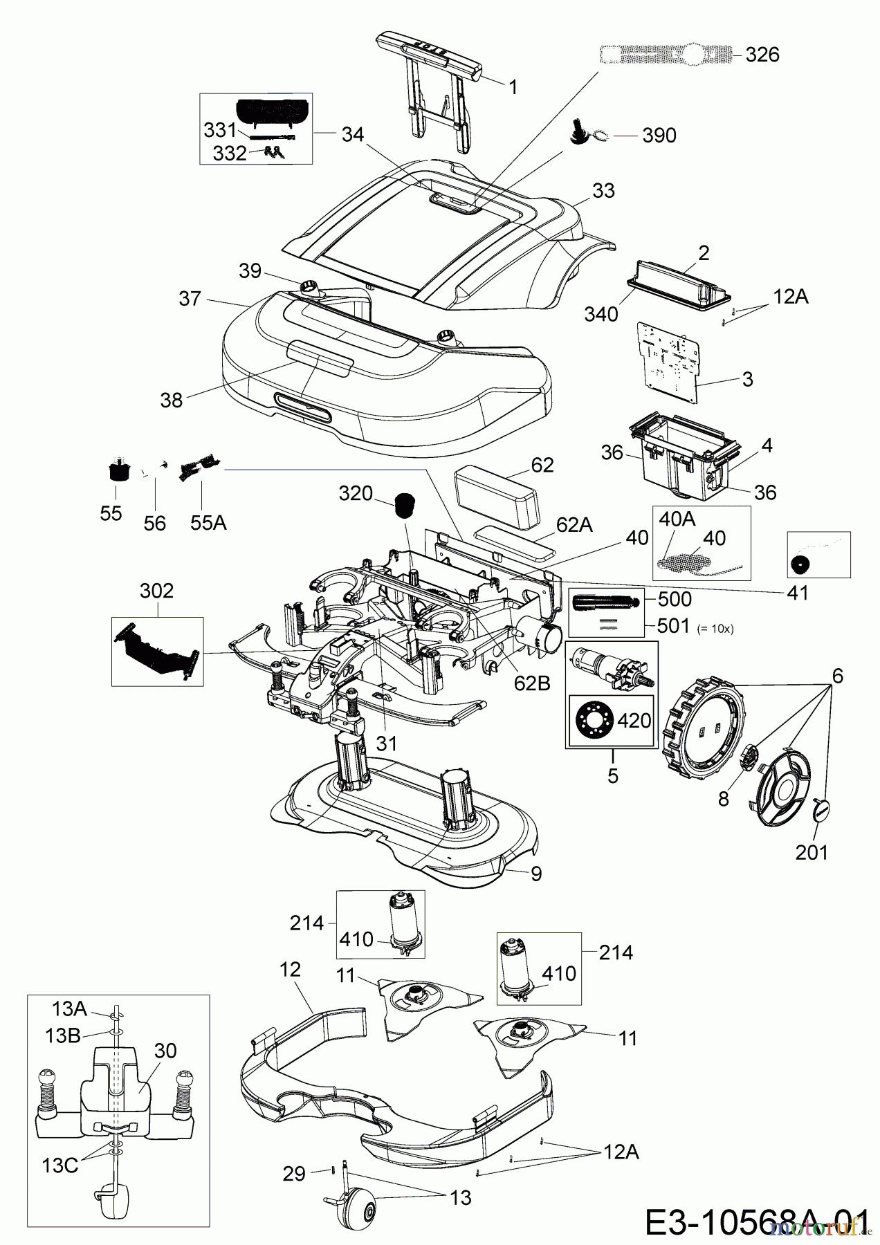 Robomow Mähroboter MS 1000 PRD6100Y1 (2015) Elektromotore, Gehäuse, Messer, Räder