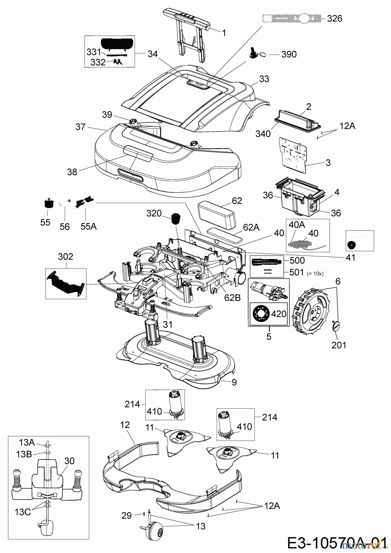 Robomow Mähroboter MS 1800 (White) PRD6200YW2 (2015) Elektromotore, Gehäuse, Messer, Räder