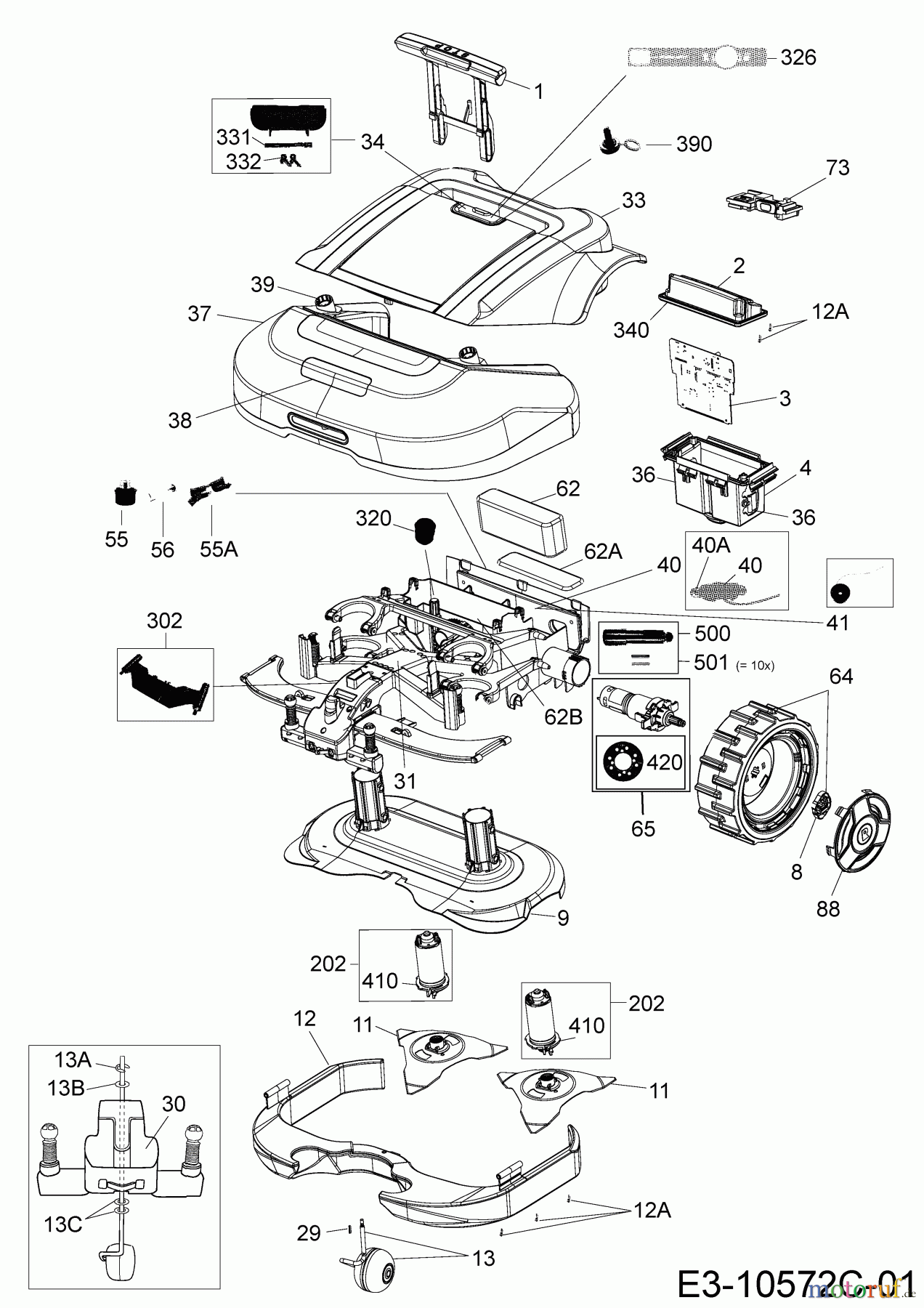 Robomow Mähroboter RS622 US PRD6200US1G (2017) Elektromotore, Gehäuse, Messer, Räder
