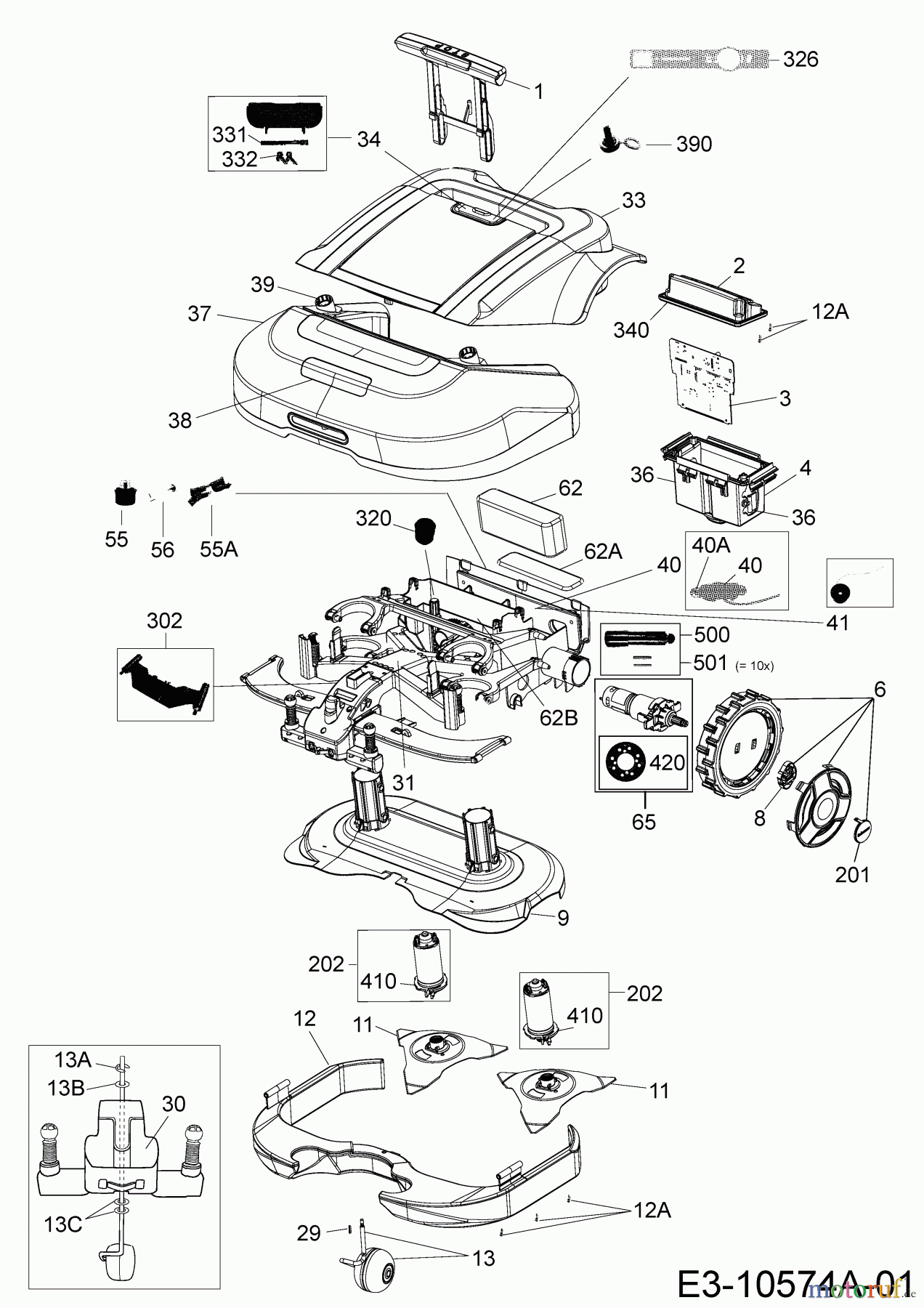 Robomow Mähroboter RS622 PRD6200B (2015) Elektromotore, Gehäuse, Messer, Räder