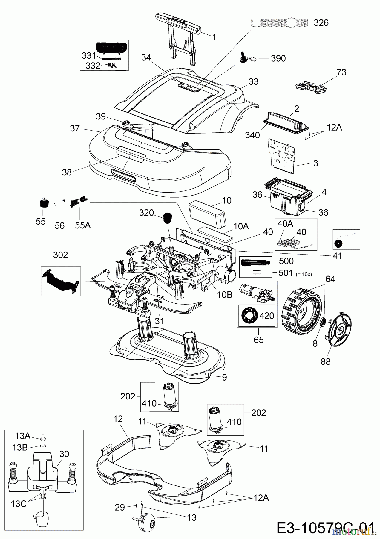  Robomow Mähroboter RS630 US PRD6300US1G  (2017) Elektromotore, Gehäuse, Messer, Räder
