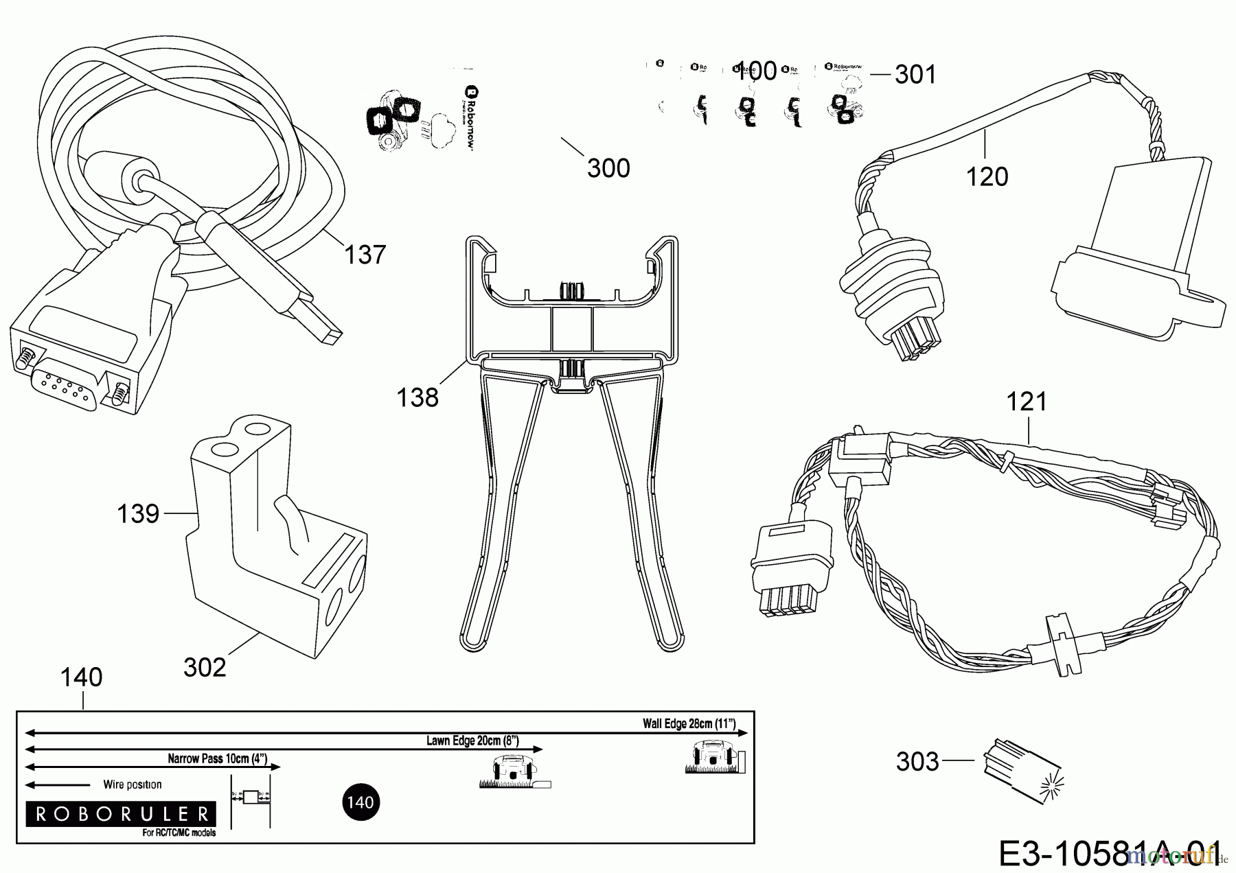 Robomow Mähroboter MC300 (Black) PRD7004P1 (2015) Kabel, Kabelanschluß, Regensensor, Werkzeug