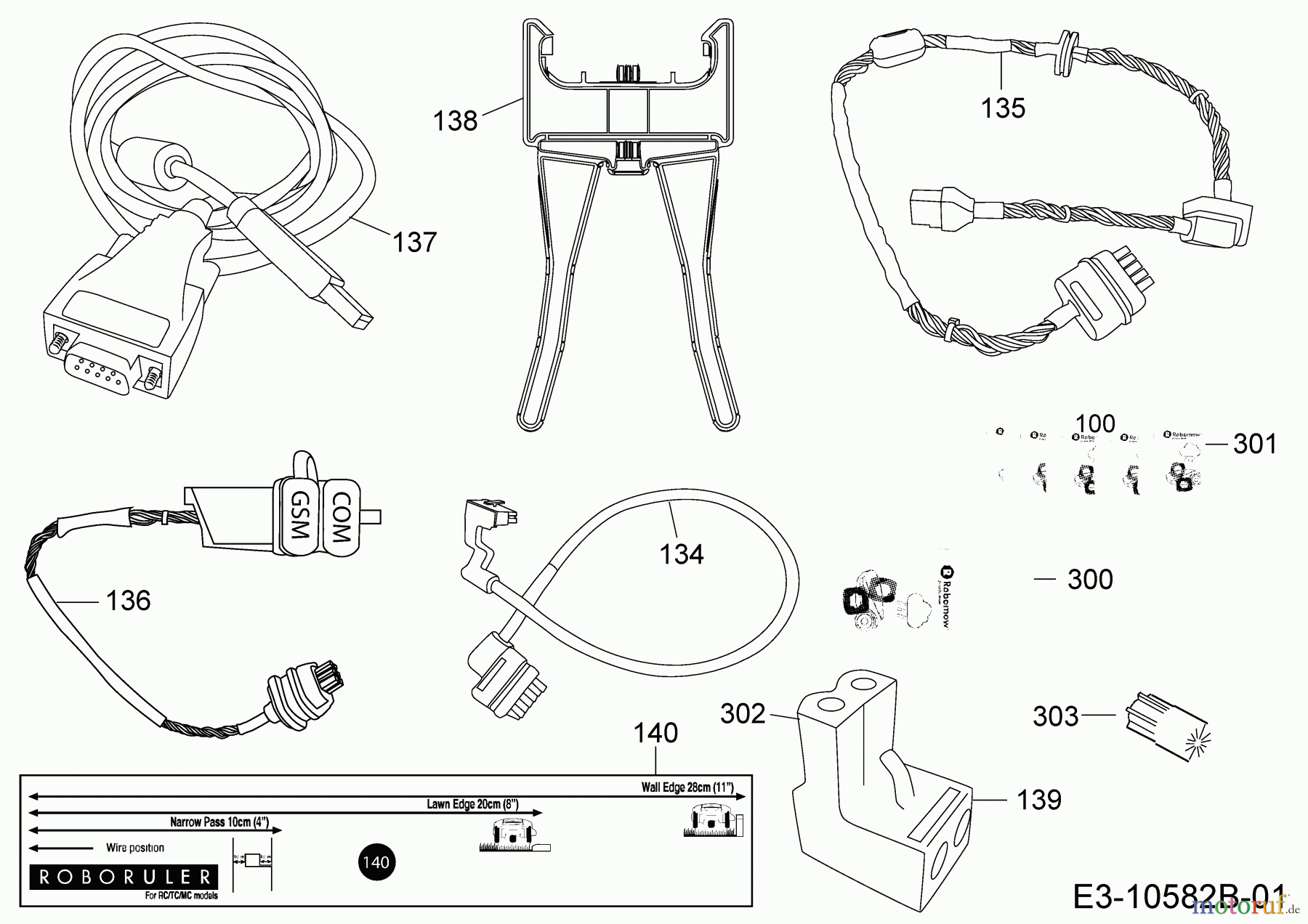 Robomow Mähroboter RC312 PRO S (Red) PRD7004B1 (2017) Kabel, Kabelanschluß, Regensensor, Werkzeug