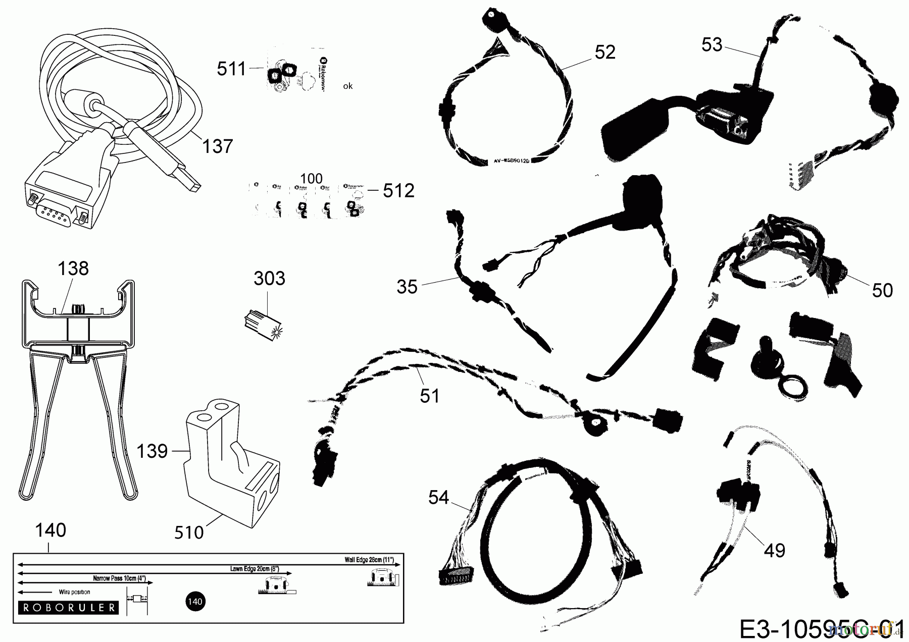 Robomow Mähroboter MS 1000 (Black) PRD6100P1 (2016) Kabel, Kabelanschluß, Regensensor, Werkzeug