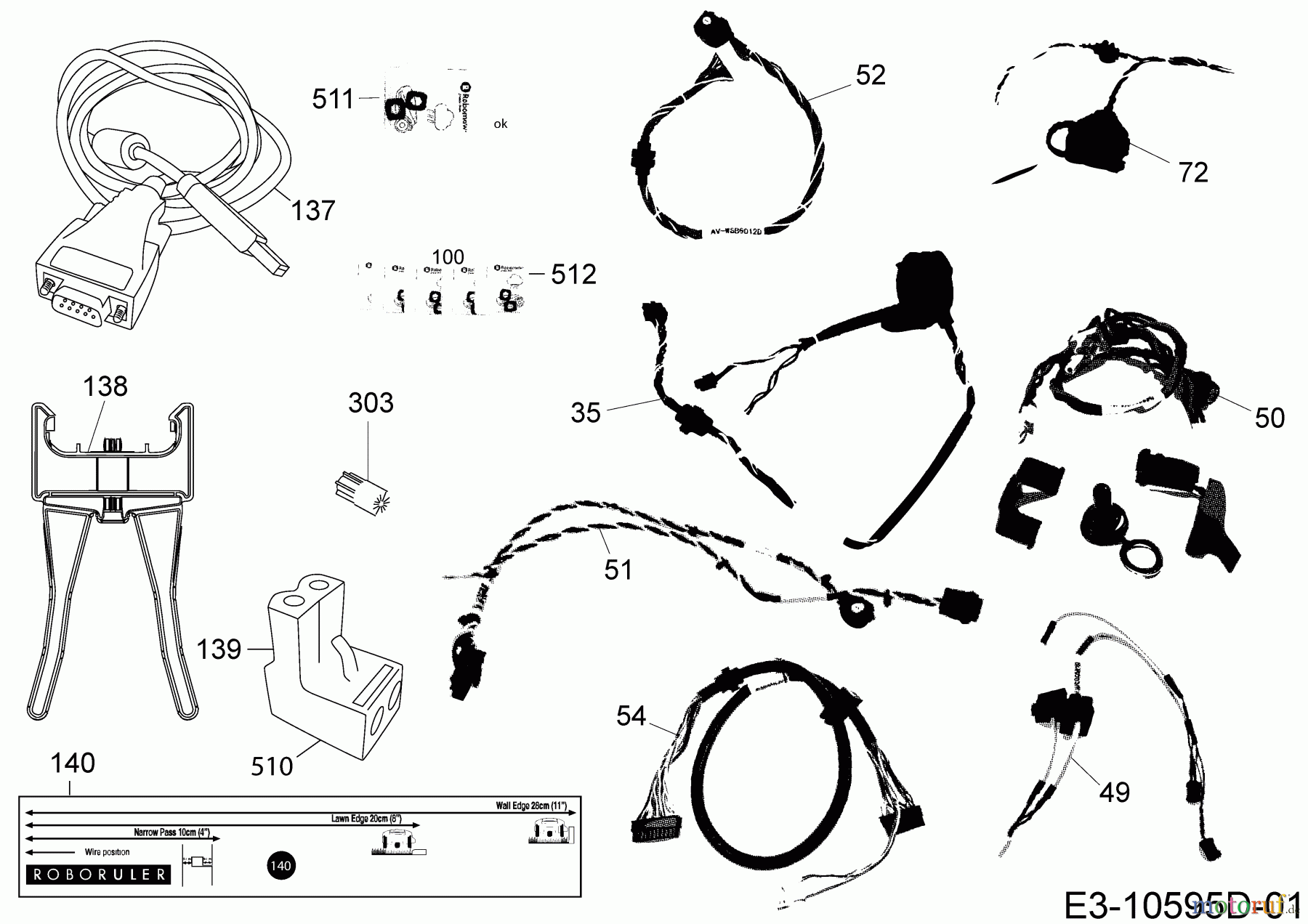 Robomow Mähroboter RS615 PRO 2 PRD6100N (2016) Kabel, Kabelanschluß, Regensensor, Werkzeug