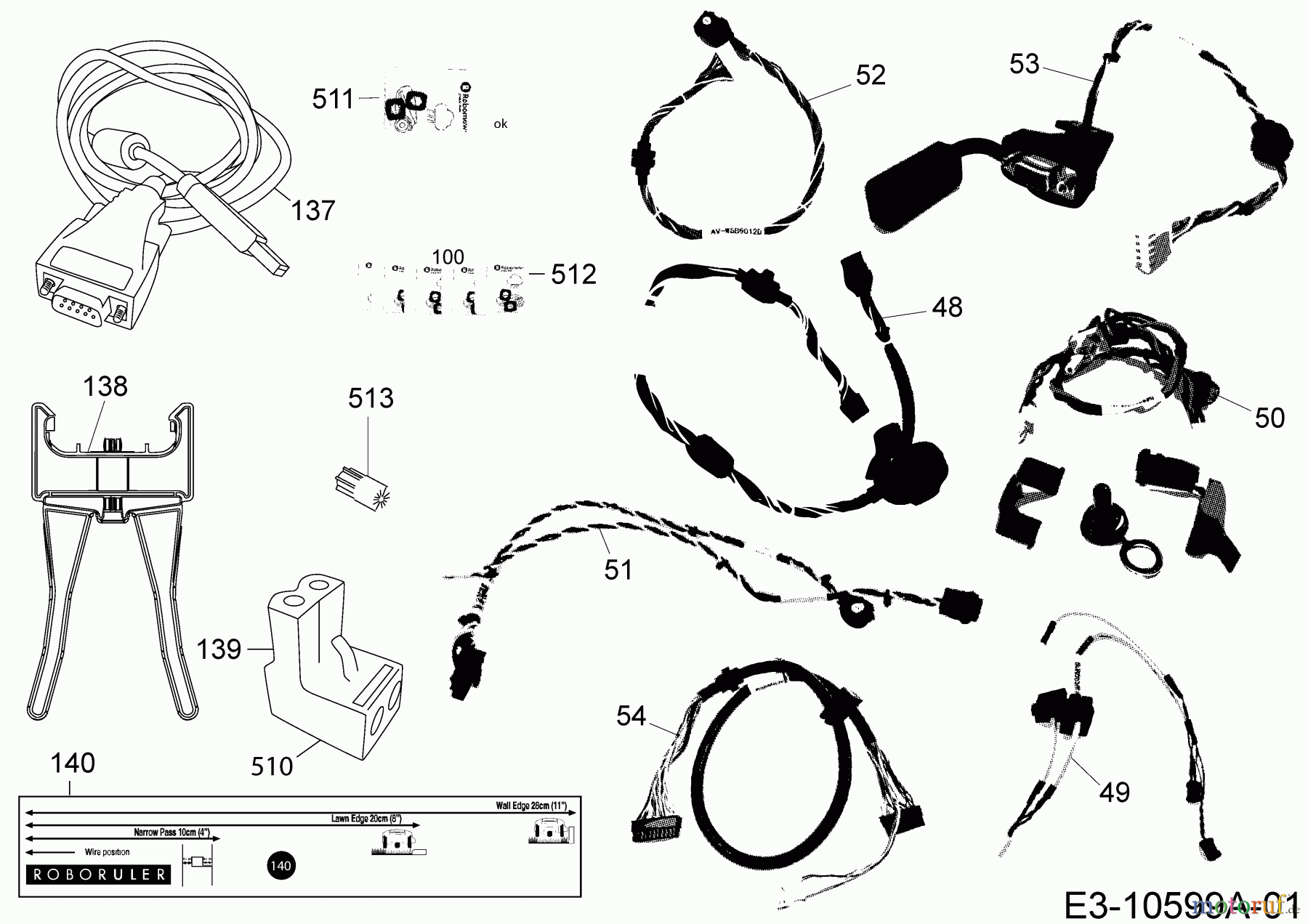 Robomow Mähroboter RS630 PRD6300BG (2015) Kabel, Kabelanschluß, Regensensor, Werkzeug
