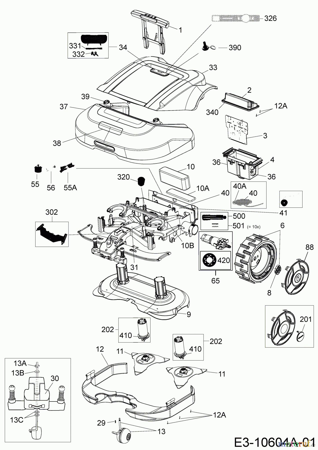  Robomow Mähroboter MS 3500 (Red) PRD6300Y  (2016) Elektromotore, Gehäuse, Messer, Räder