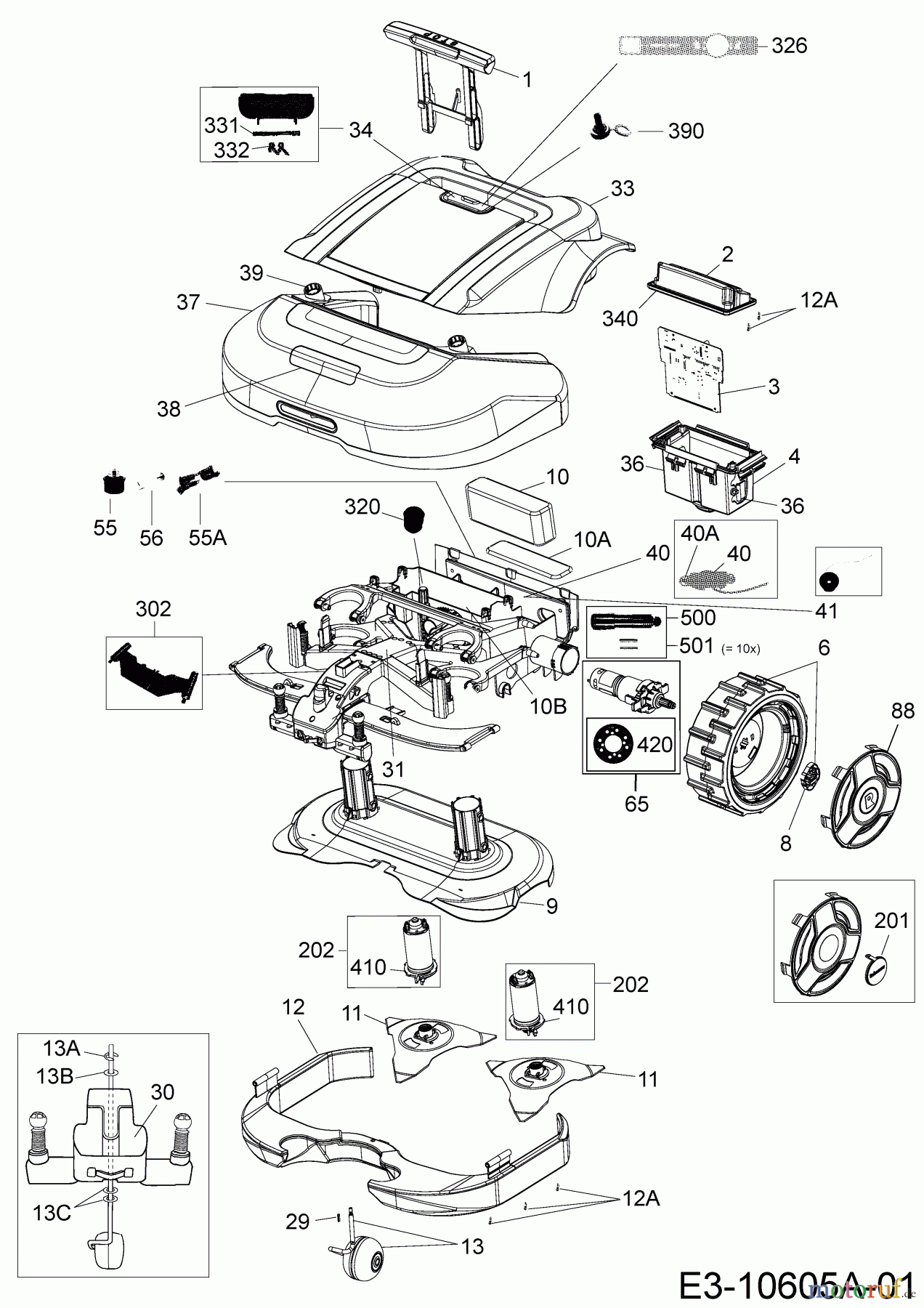  Robomow Mähroboter MS 3500 (White) PRD6300YW  (2016) Elektromotore, Gehäuse, Messer, Räder