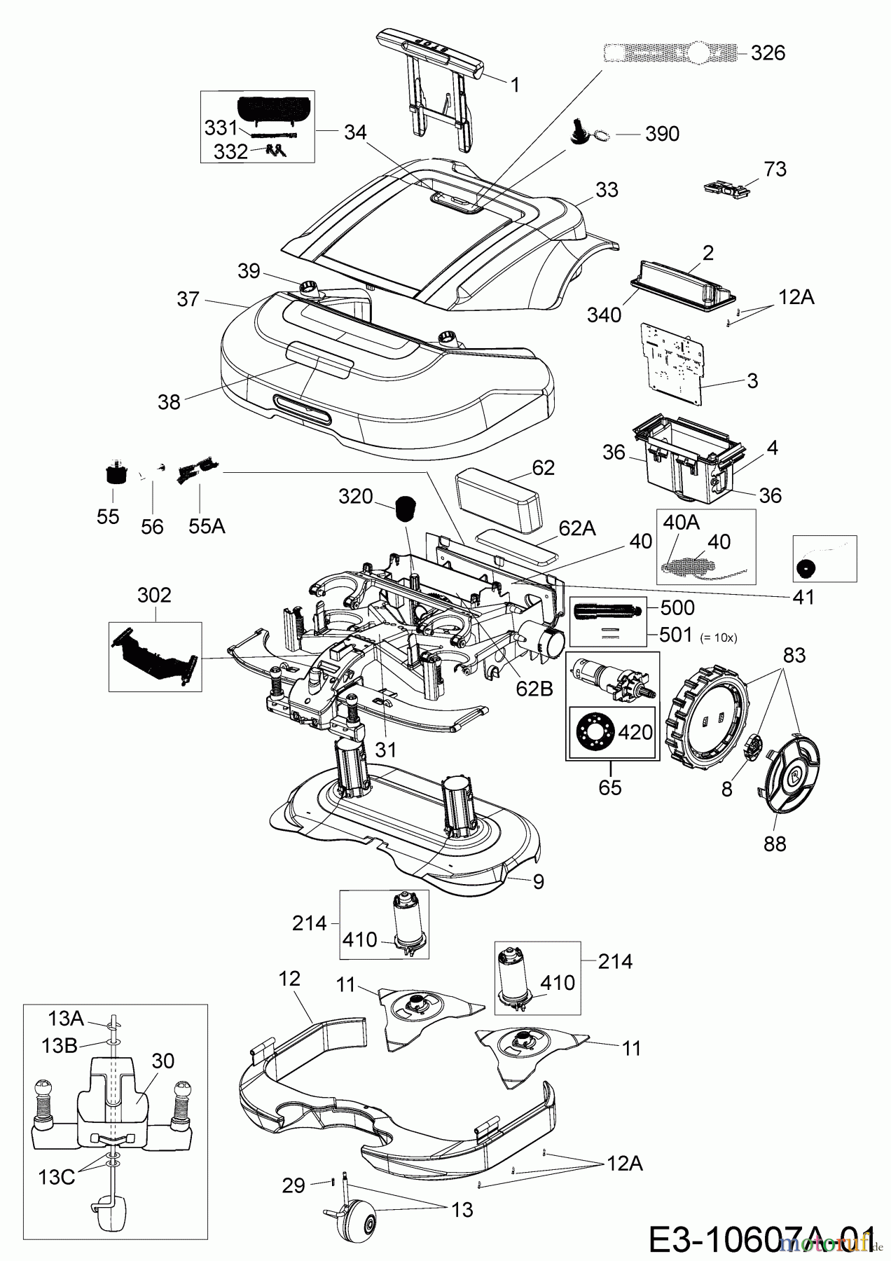 Robomow Mähroboter RS615 PRO 2 PRD6100N (2016) Elektromotore, Gehäuse, Messer, Räder