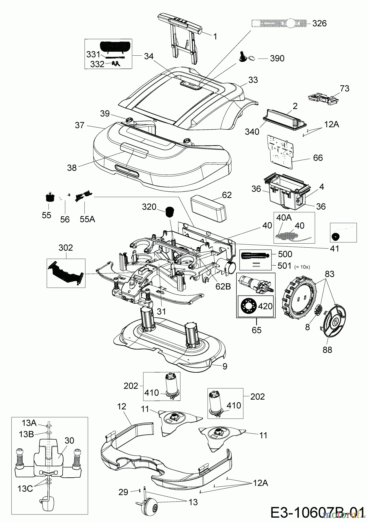 Robomow Mähroboter RS615 PRO 22ASBA-D619 (2018) Elektromotore, Gehäuse, Messer, Räder