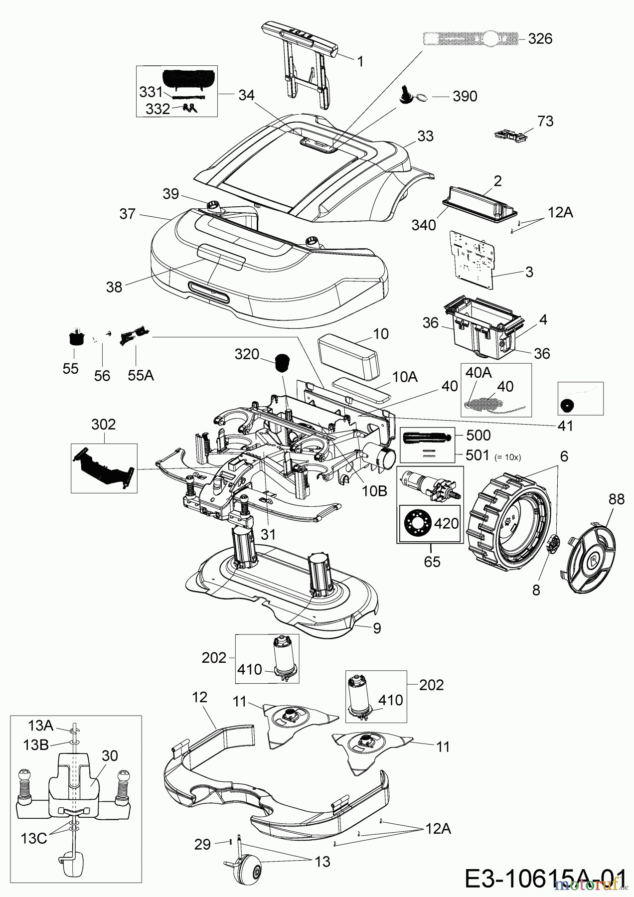 Robomow Mähroboter RS635 PRO PRD6300N (2016) Elektromotore, Gehäuse, Messer, Räder