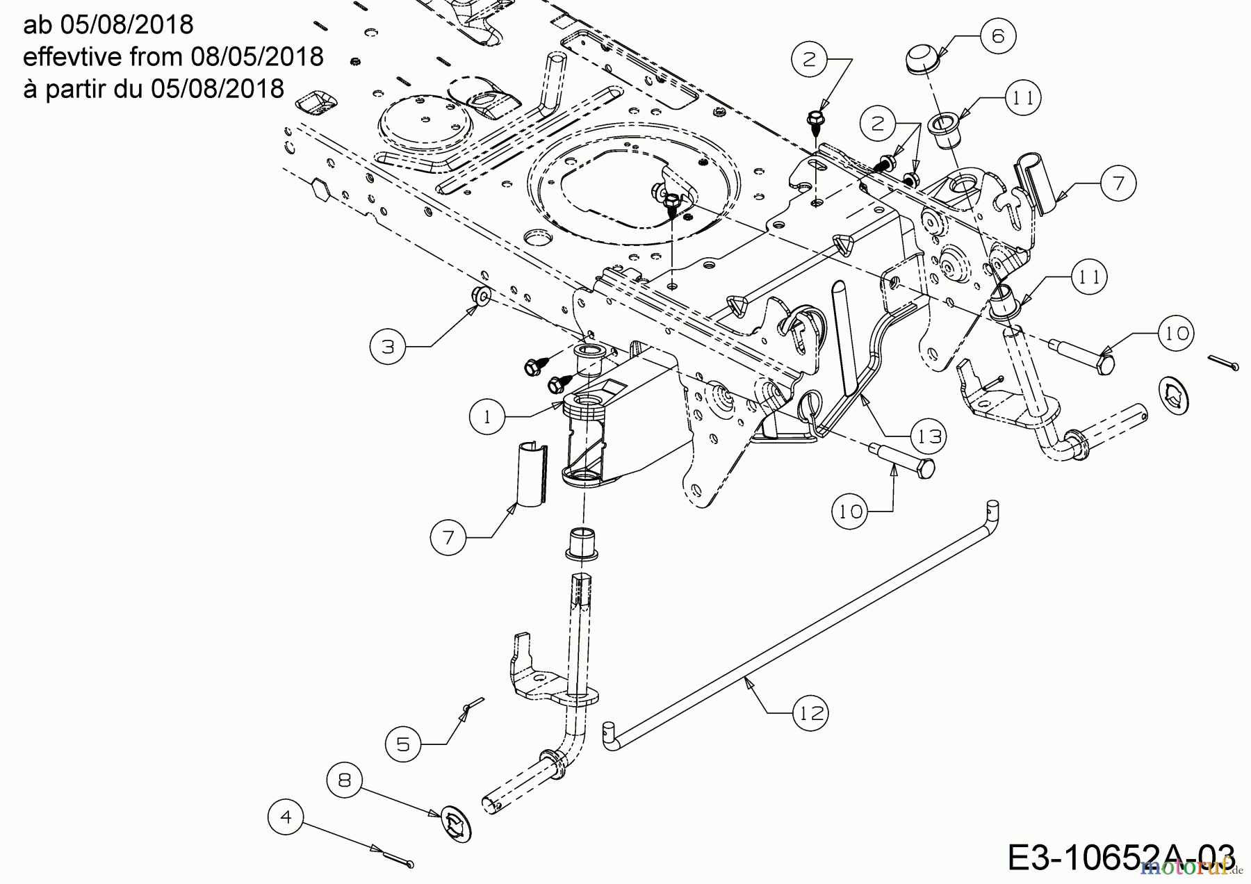 WOLF-Garten Expert Rasentraktoren E 13/96 T 13H2765F650 (2018) Vorderachse ab 05/08/2018