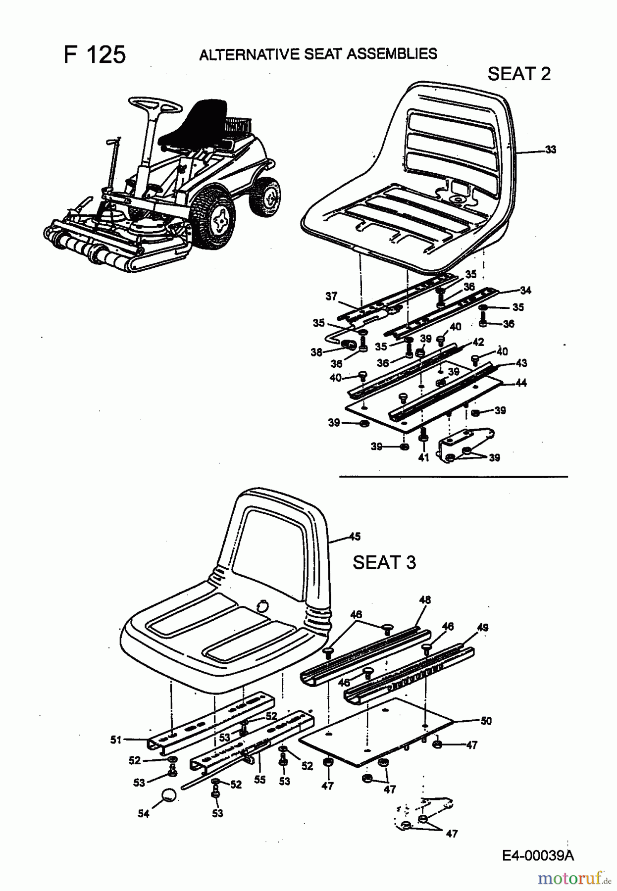 MTD Rasentraktoren F 125 13A-522-678 (1999) Sitz