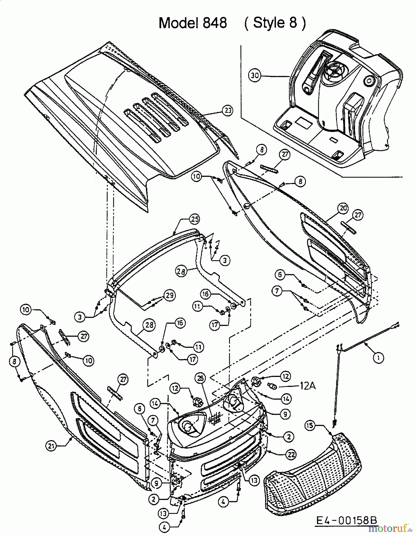 MTD Gartentraktoren G 185 14AI848H678 (2000) Motorhaube 8-Style