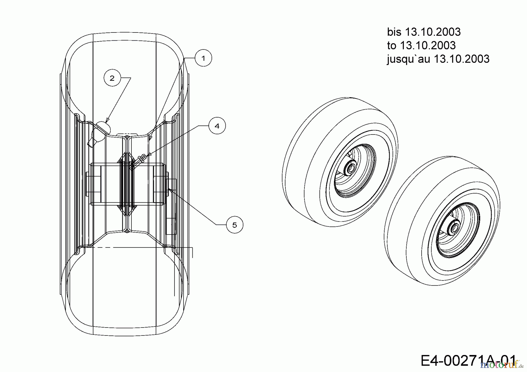 Cub Cadet Rasentraktoren CC 1527 13A-241G603 (2003) Räder vorne 15x6 bis 13.10.2003