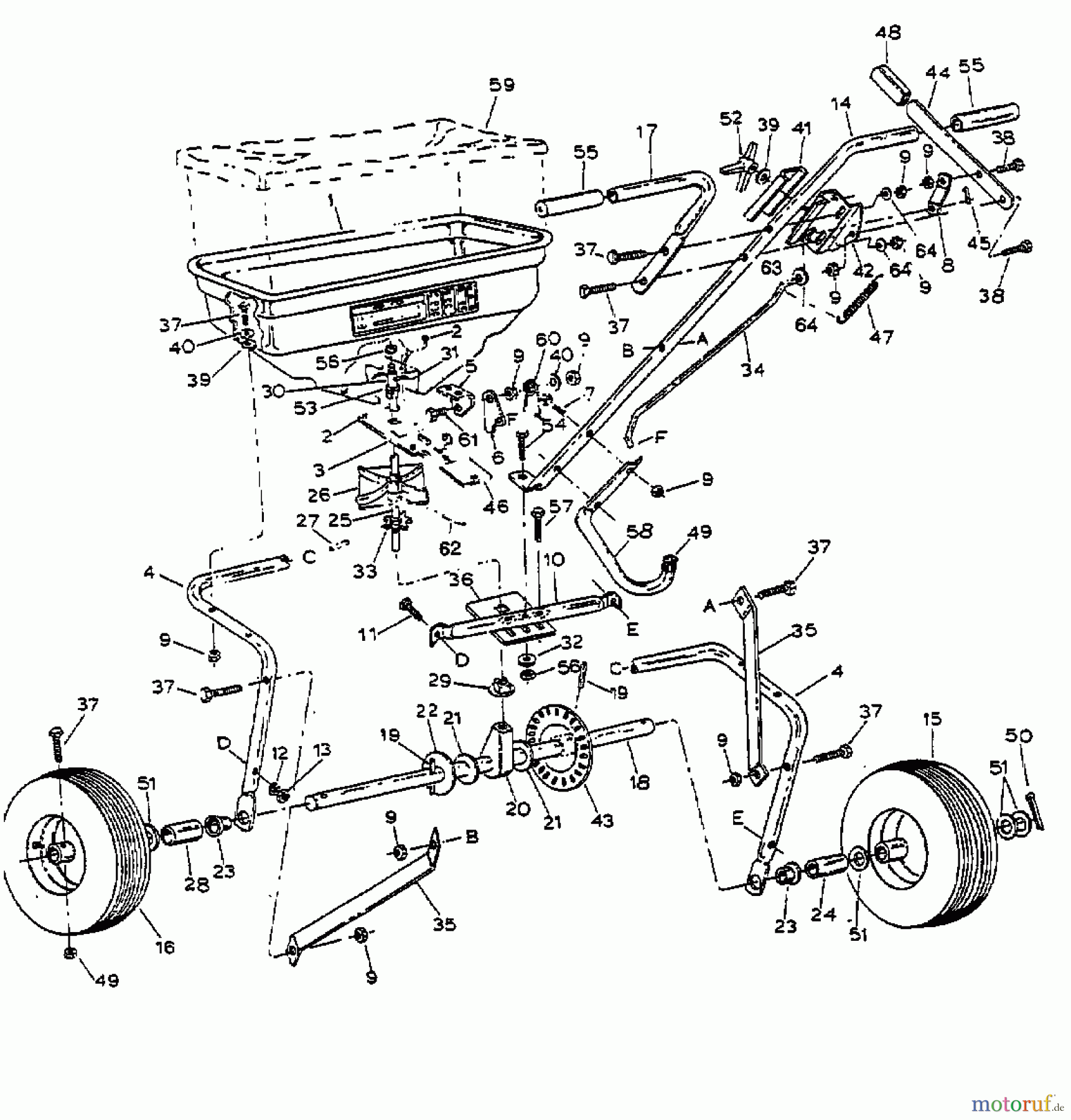 MTD Zubehör Zubehör handgeführte Geräte Streuer 45-02101 (190-454-000) 190-454-000 (2001) Grundgerät