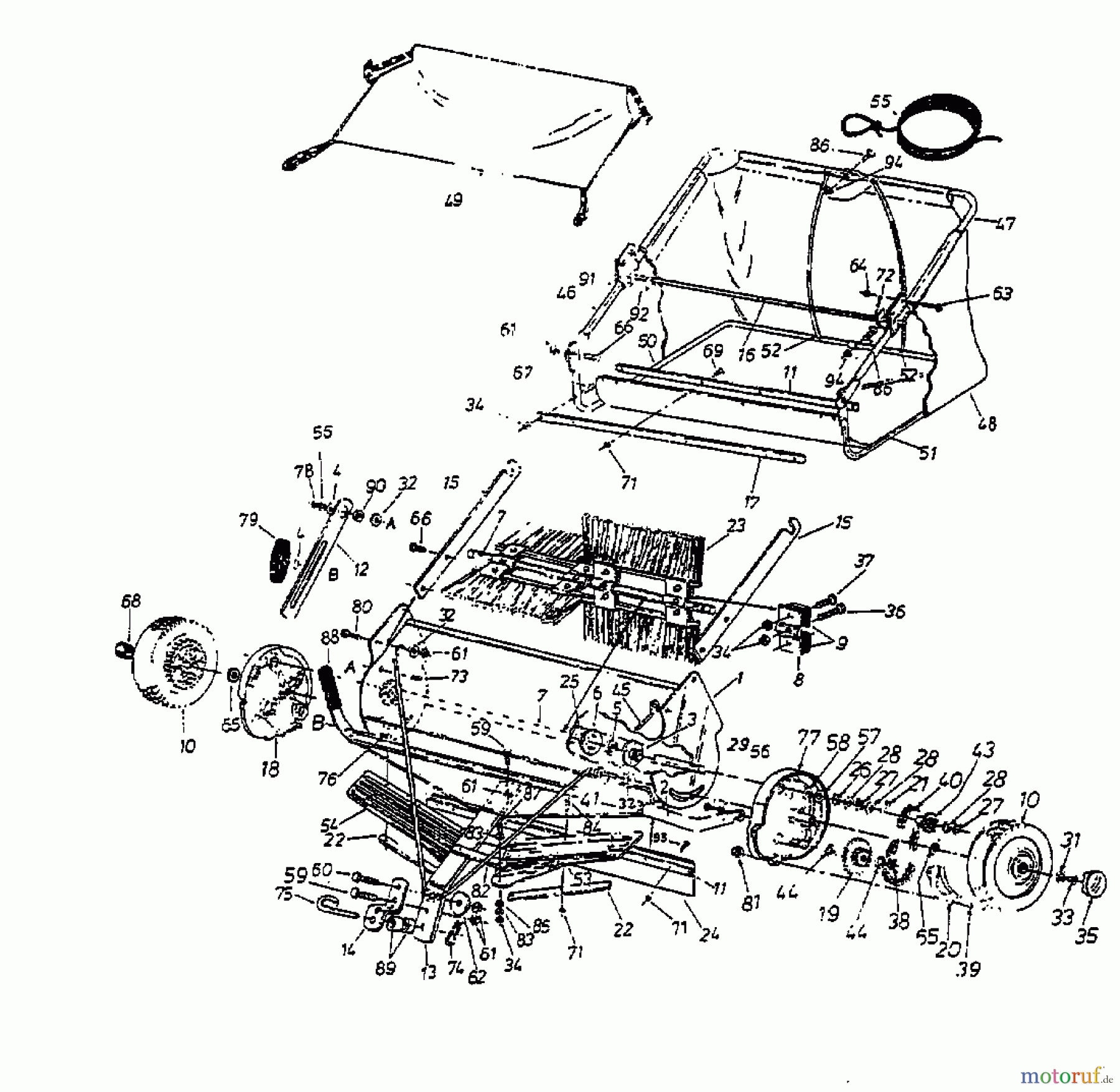 MTD Zubehör Zubehör Garten- und Rasentraktoren Rasenkehrer 45-0197 (190-507-000) 190-507-000 (2001) Grundgerät