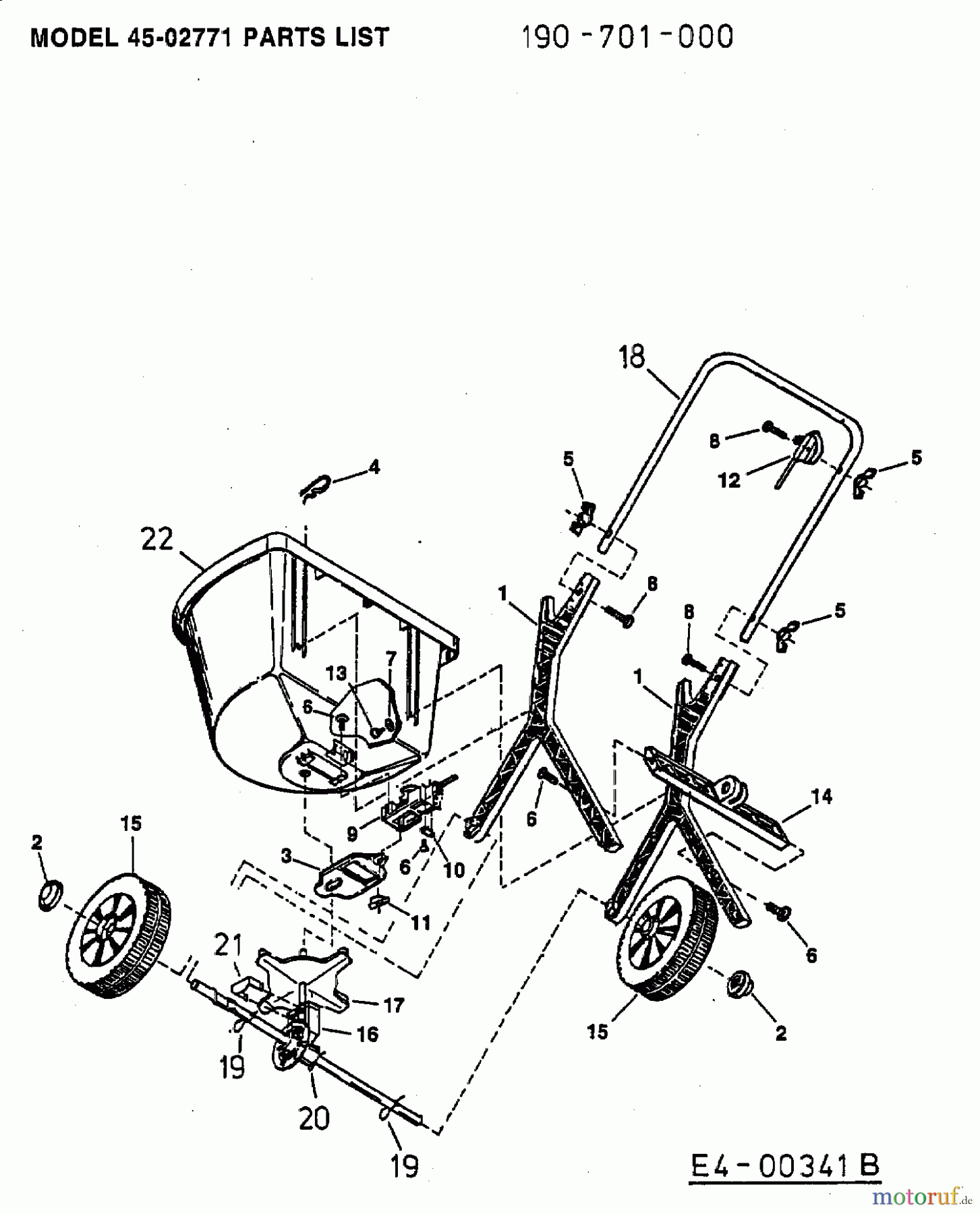 MTD Zubehör Zubehör handgeführte Geräte Streuer 45-02771 (190-701-000) 190-701-000 (2003) Grundgerät