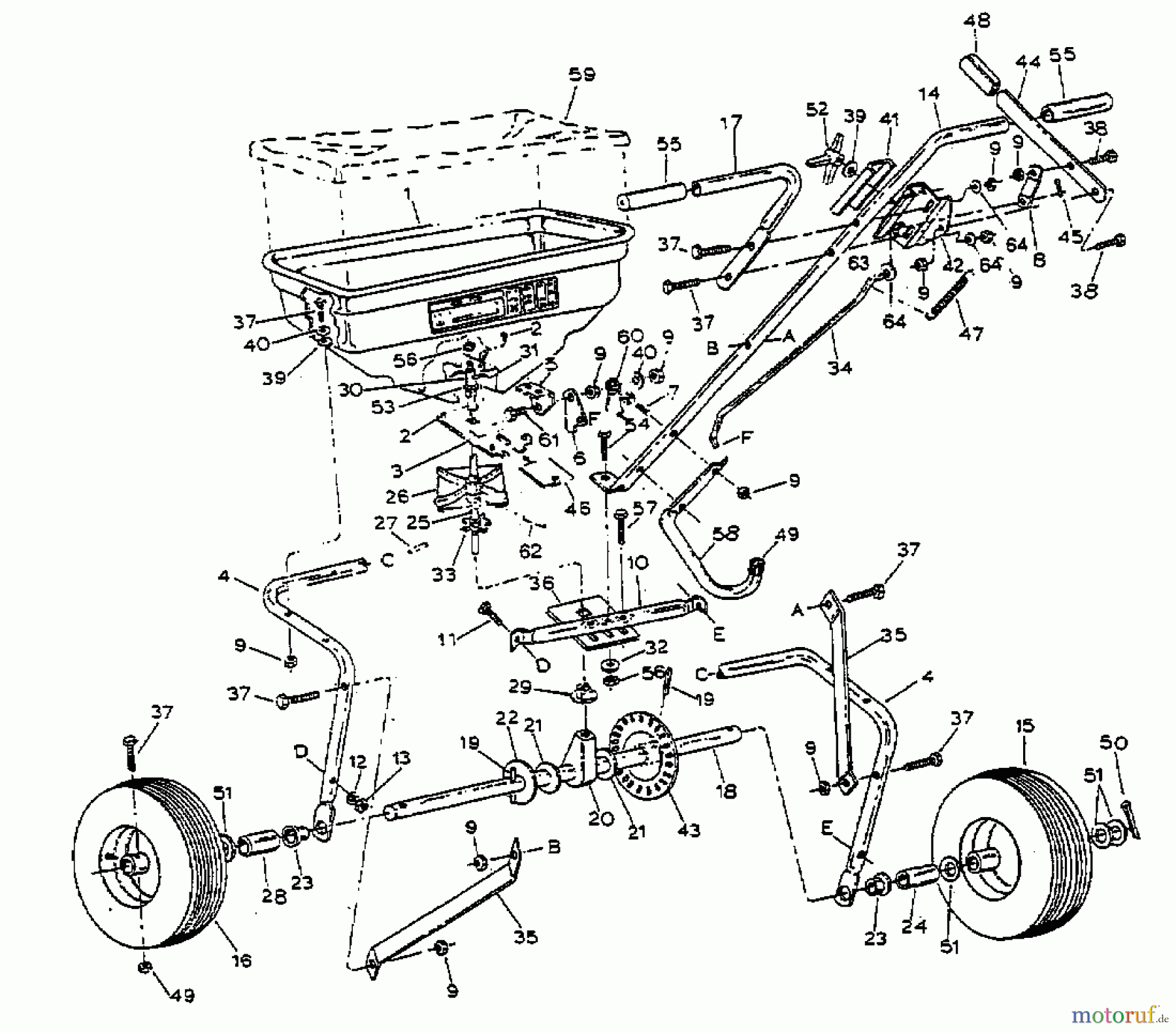 MTD Zubehör Zubehör handgeführte Geräte Streuer 45-02101 (190-454-000) 190-454-000 (1998) Grundgerät