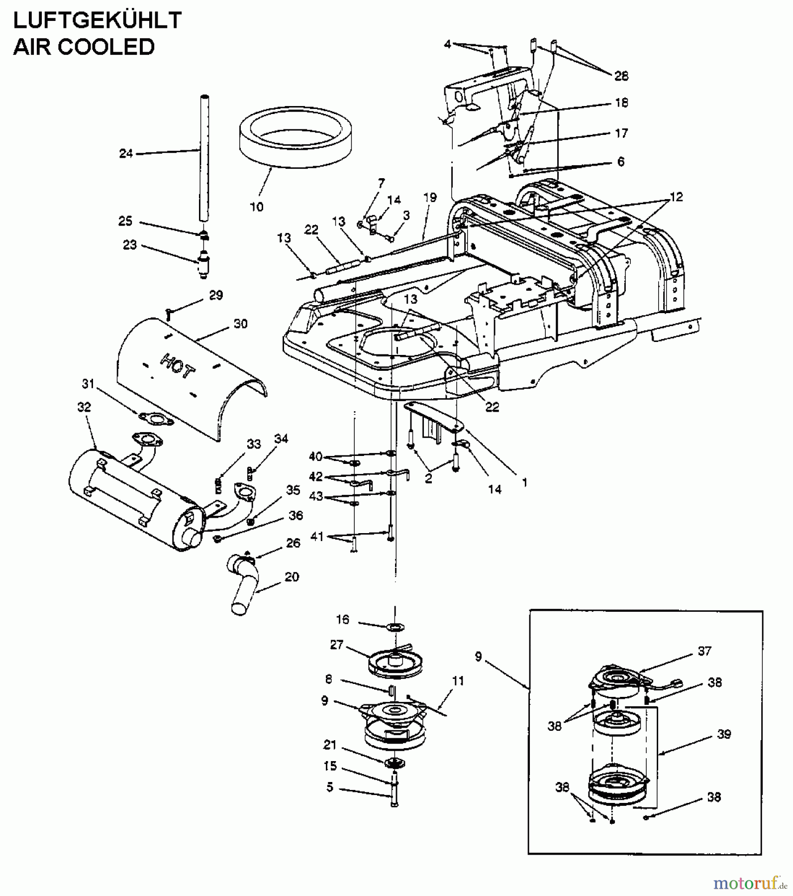 White Zero Turn 48-Z 53BA1A6M679 (1998) Auspuff, Bowdenzüge, Elektromagnetkupplung