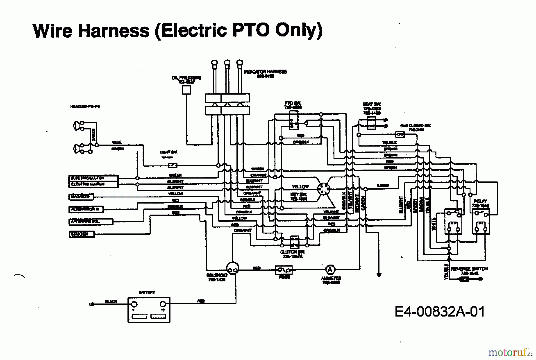 Edenparc Rasentraktoren H 155102 13AD790N608 (1997) Schaltplan Elektromagnetkupplung