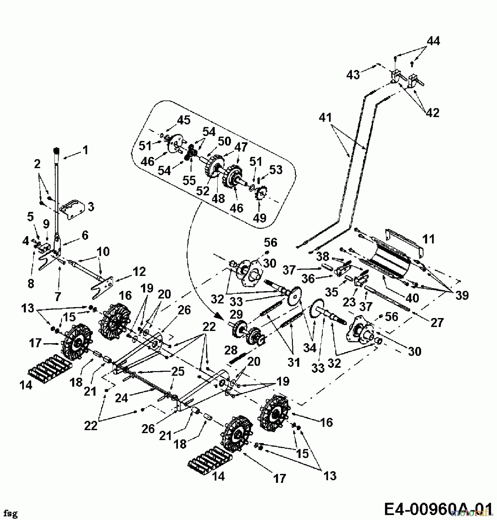 Yard-Man Schneefräsen E 7 E 3 F 31AE7E3F643 (2000) Raupenantrieb, Fräsgehäuse