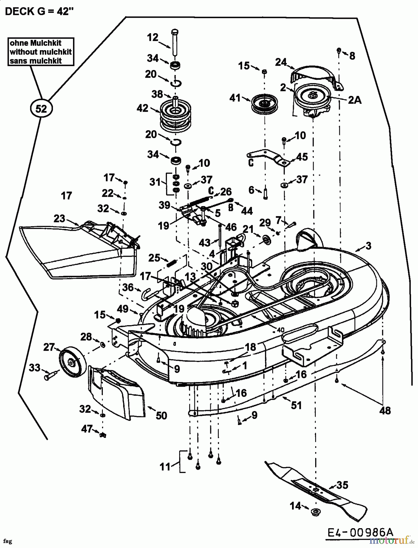  Yard-Man Rasentraktoren HG 6160 13AD604G643  (1999) Mähwerk G (42