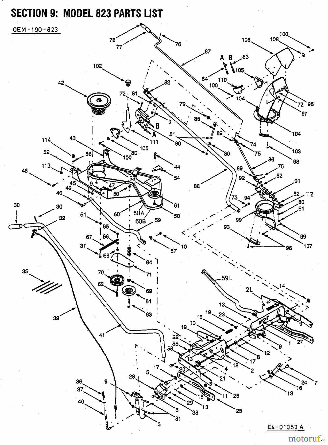 MTD Zubehör Zubehör Garten- und Rasentraktoren Schneefräsen für 500 Serie OEM-190-823 (2003) Grundgerät