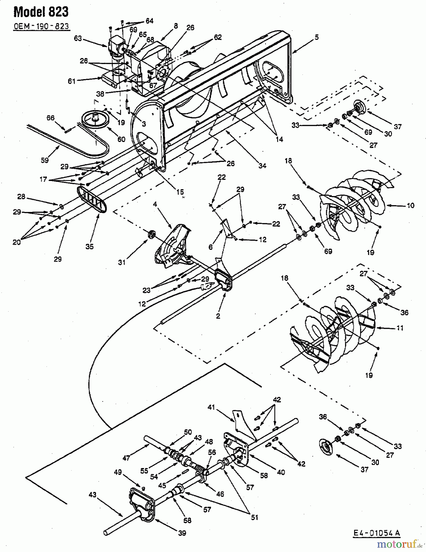 MTD Zubehör Zubehör Garten- und Rasentraktoren Schneefräsen für 800 Serie (RT-99) OEM-190-823 (2003) Grundgerät